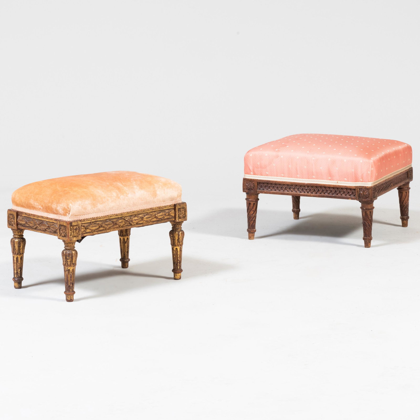Louis XVI Style Beechwood Footstool together with a Louis XVI Style Giltwood Footstool (1 of 9)