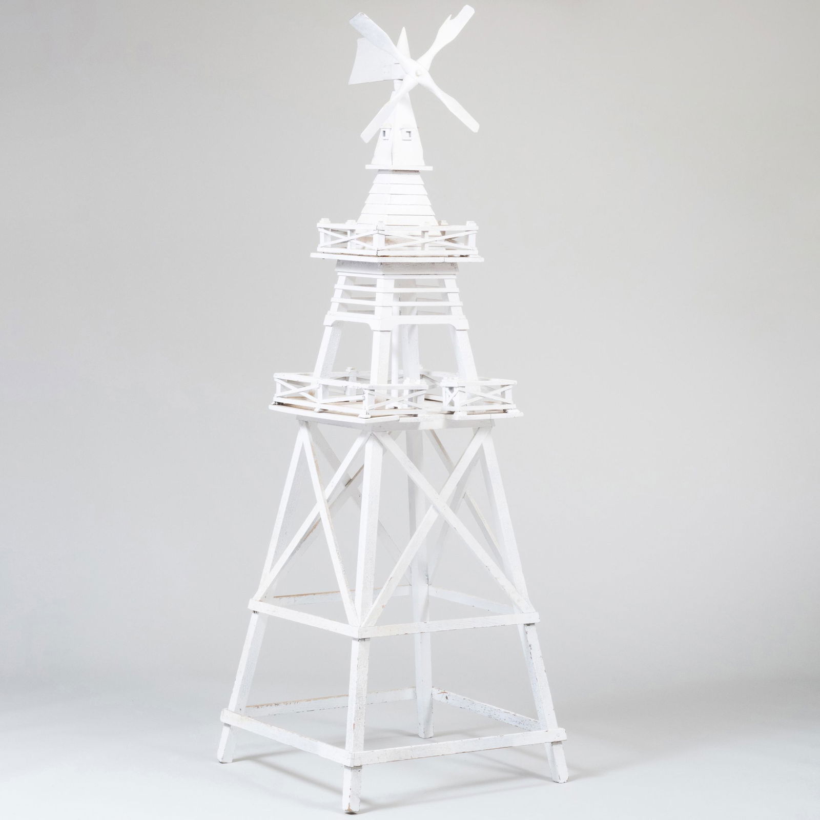 Rustic White Painted Wood Windmill (1 of 13)
