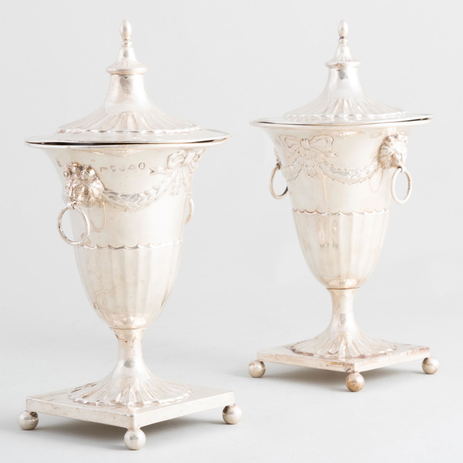 Pair of George III Silver Sugar Urns and Covers (1 of 12)