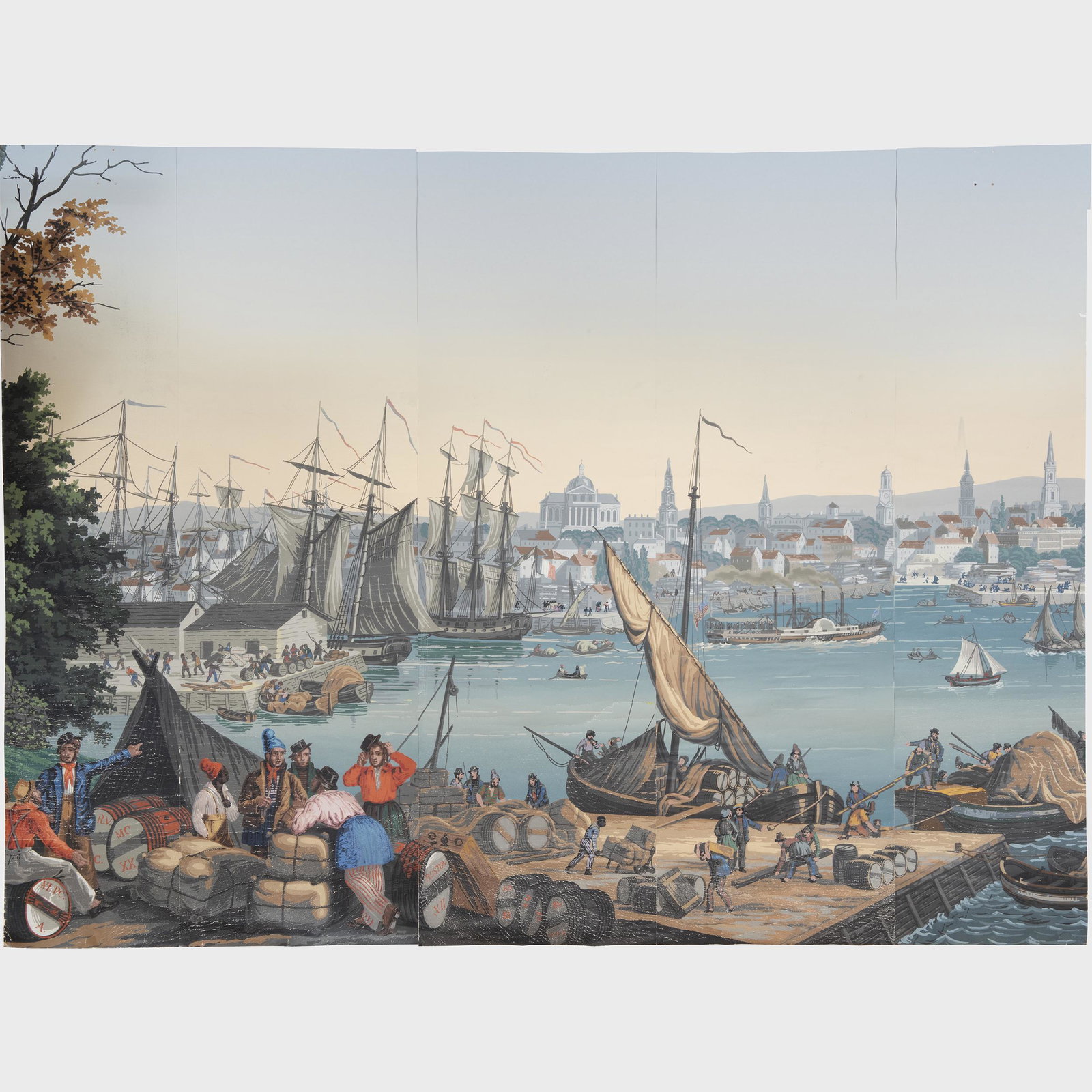 Zuber and Co., Views of North America, Panoramic Wallpaper Panels, after Jean-Julien Deltil: Zuber and Co., Views of North America, Panoramic Wallpaper Panels, after Jean-Julien Deltil (1791-1863) The incomplete set of approximately eighteen woodblock panels printed in colors on heavy paper, 
