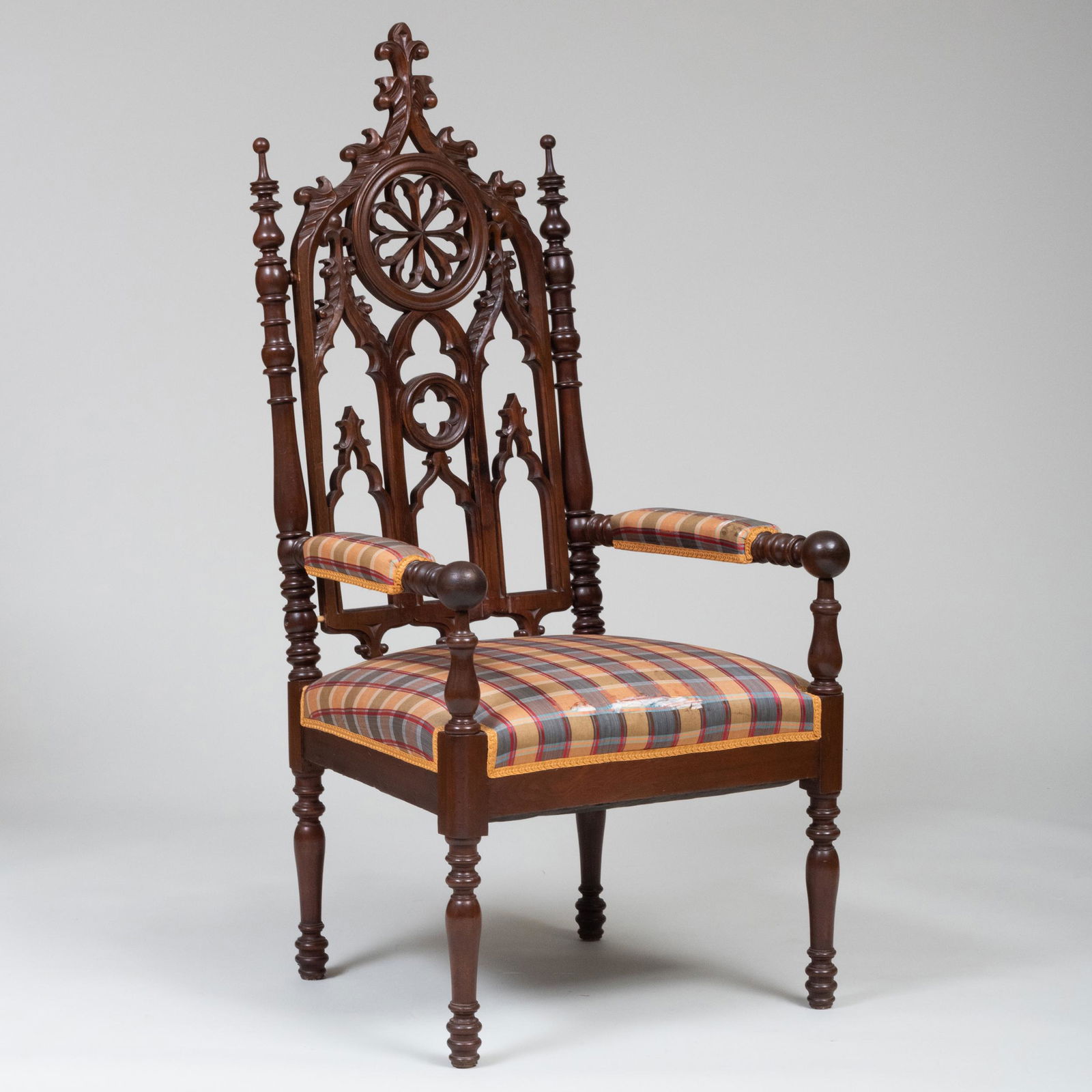 Large Gothic Revival Carved Walnut Armchair, Possibly Meeks (1 of 10)