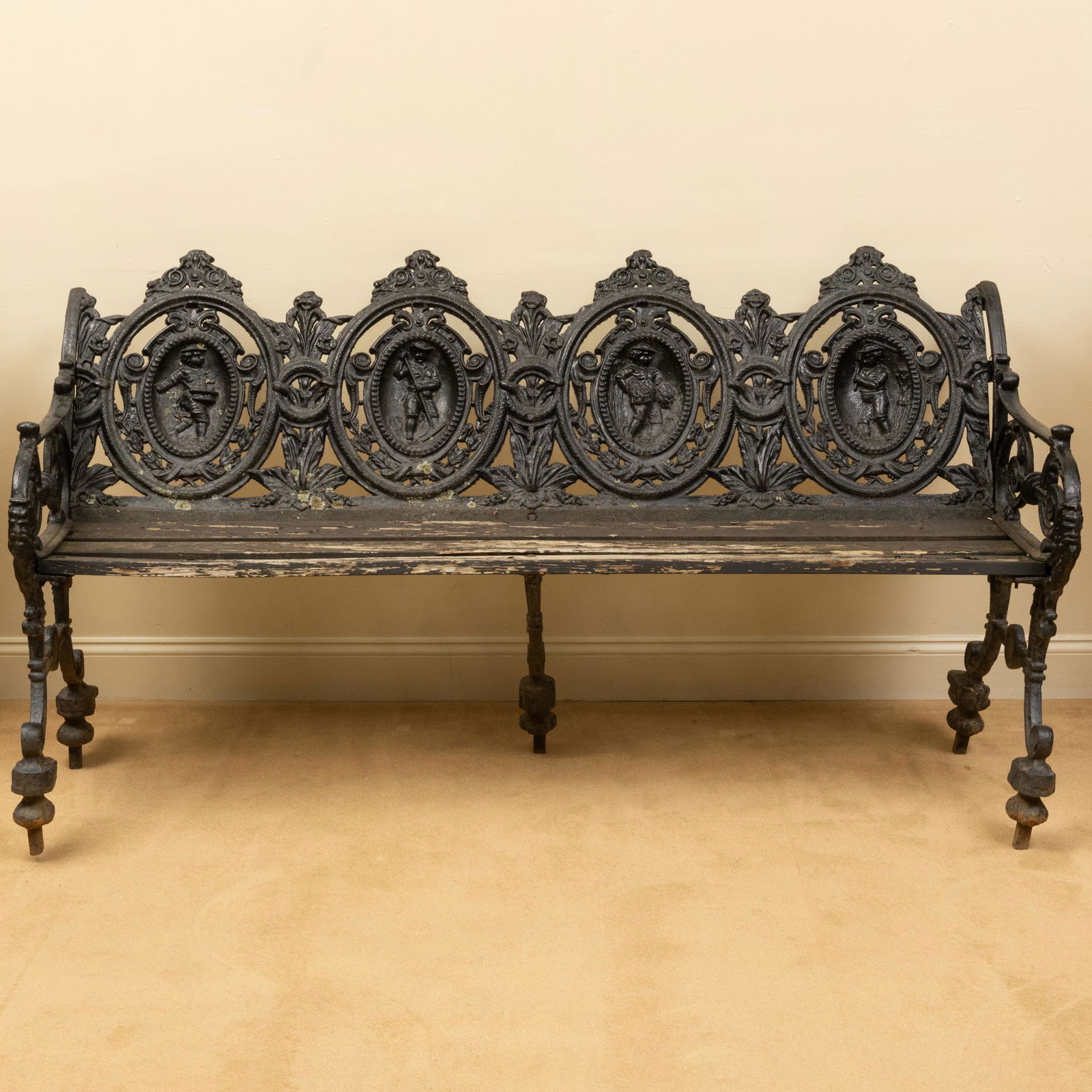 Victorian Painted Cast-Iron and Wood Garden Bench (1 of 10)