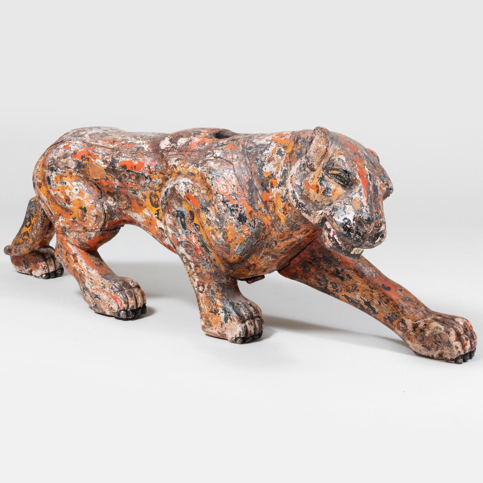 Carved and Painted Wood Carousel Model of a Panther (1 of 9)