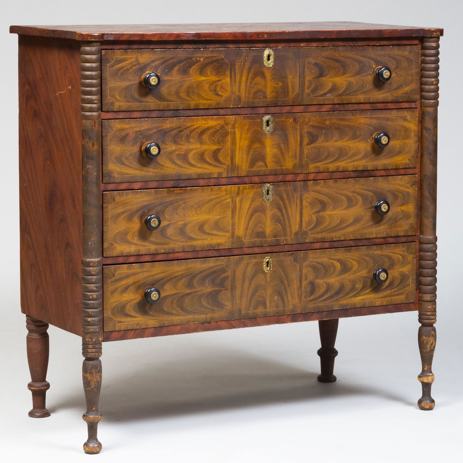 Federal Grain Painted Tall Chest of Drawers, New England (1 of 9)