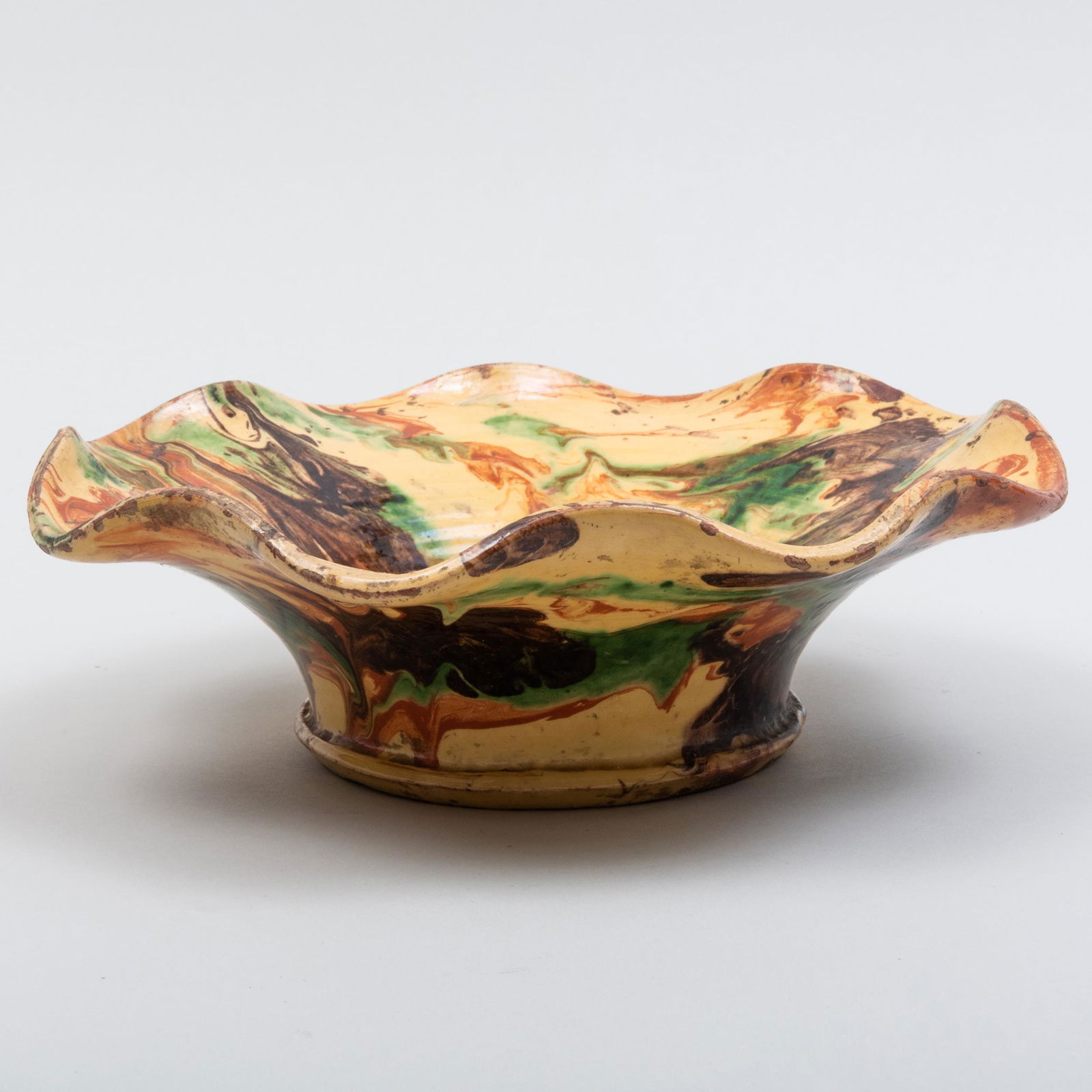 Slip Decorated Pottery Bowl, Probably French (1 of 6)