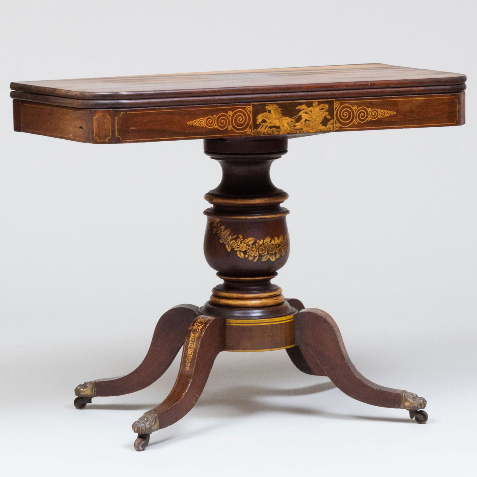 Classical Grain Painted and Stencil-Decorated Fold-Over Card Table (1 of 16)