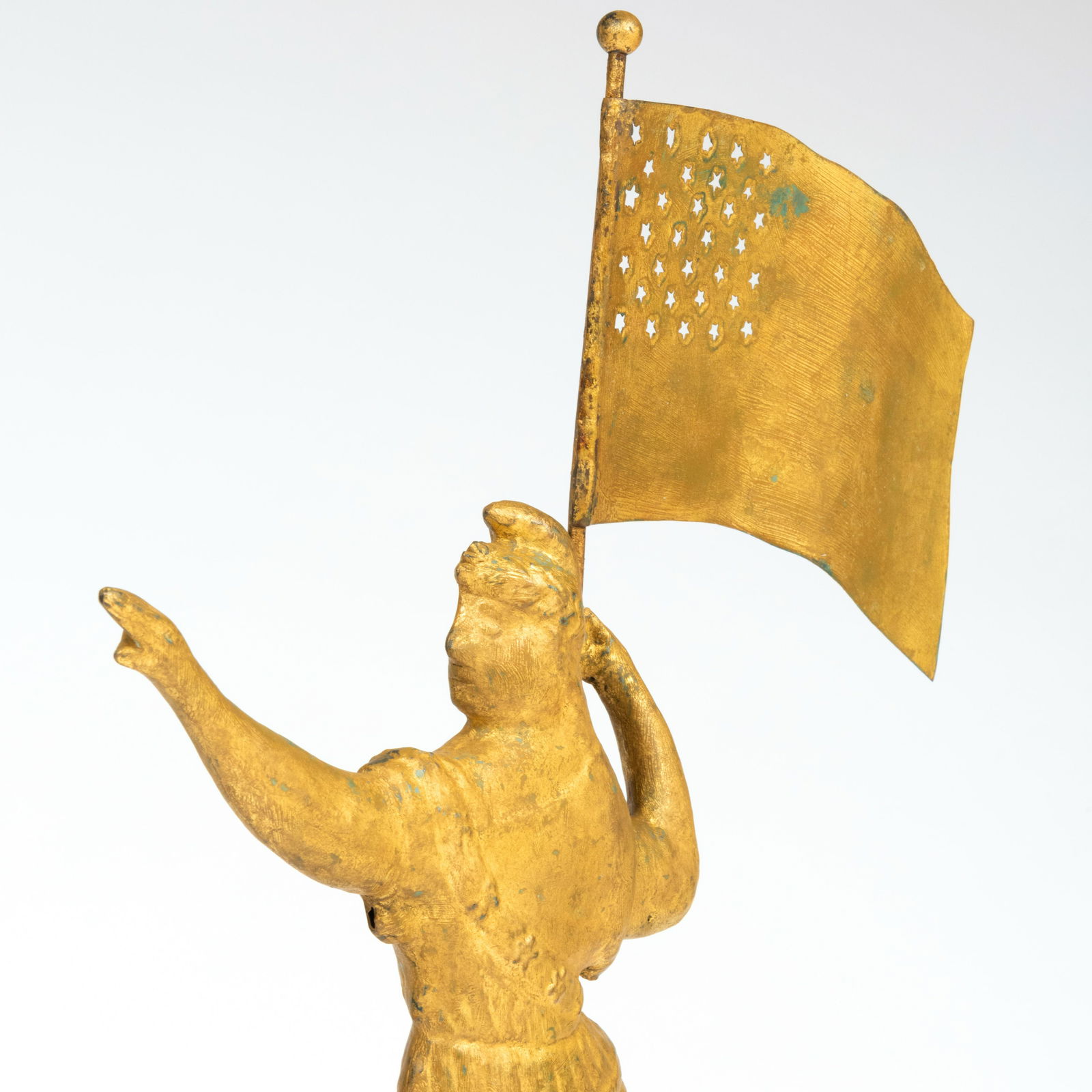 Gilt Copper Goddess of Liberty Weathervane, Attributed to Cushing and White, Waltham, MA (active (1 of 9)