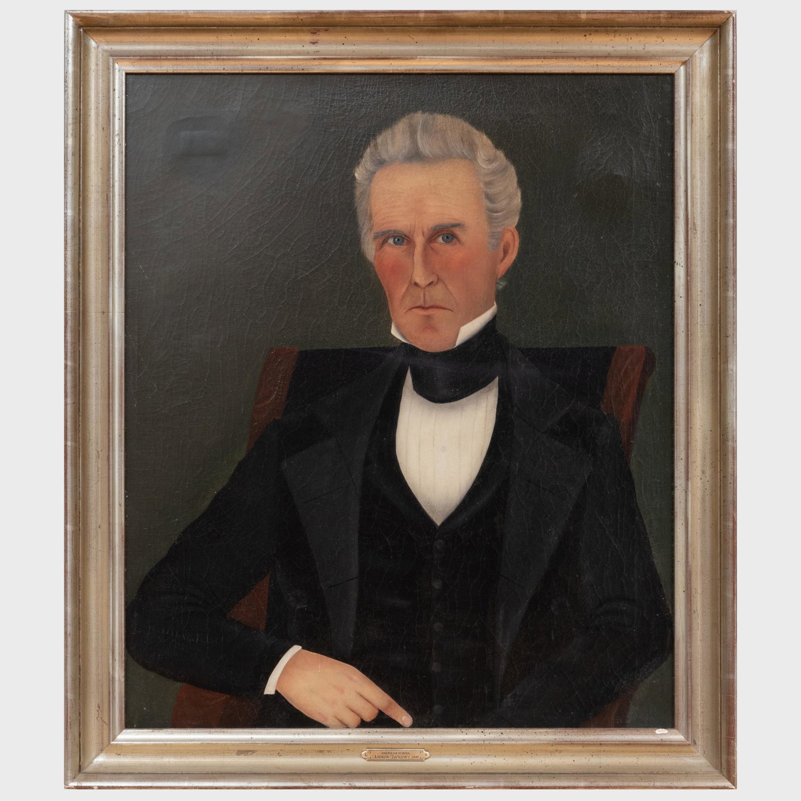 American School: Portrait of Andrew Jackson: American School: Portrait of Andrew Jackson Oil on canvas, unsigned. 30 x 25 in., 34 1/2 x 29 1/2 in. (frame).