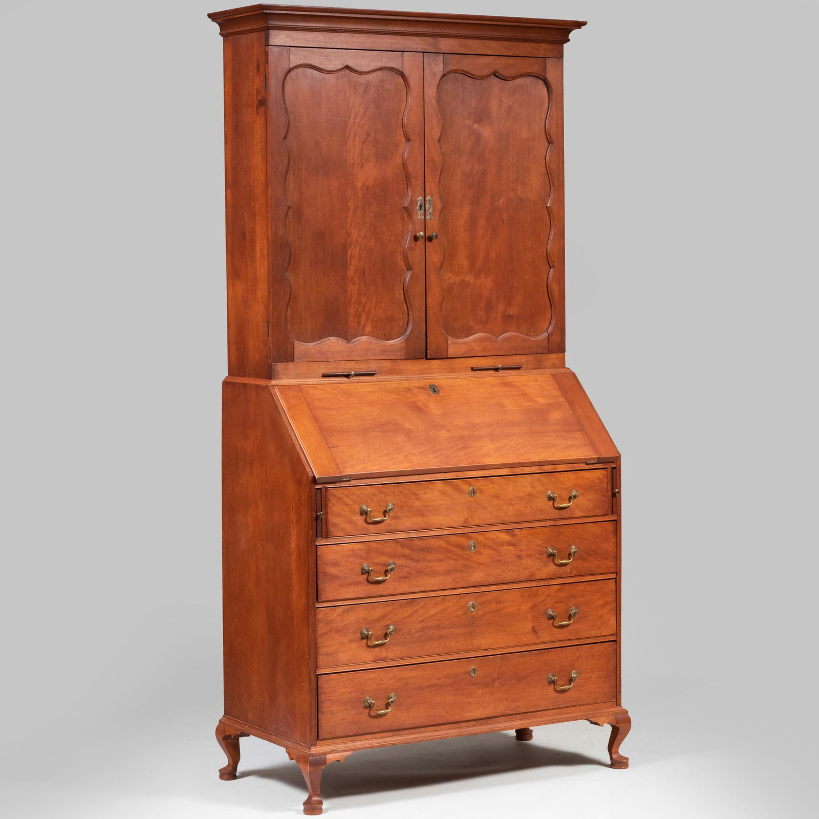 Queen Anne Stained Birch Slant-Front Desk (1 of 11)