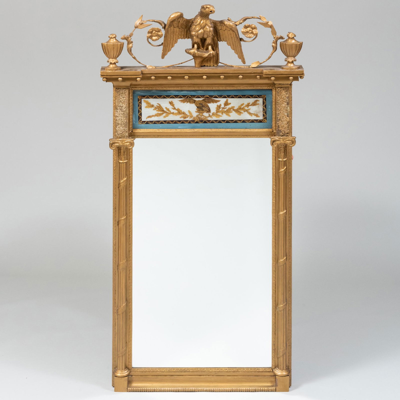 Federal Giltwood Verre Églomisé and Rice Grain Pier Mirror (1 of 9)