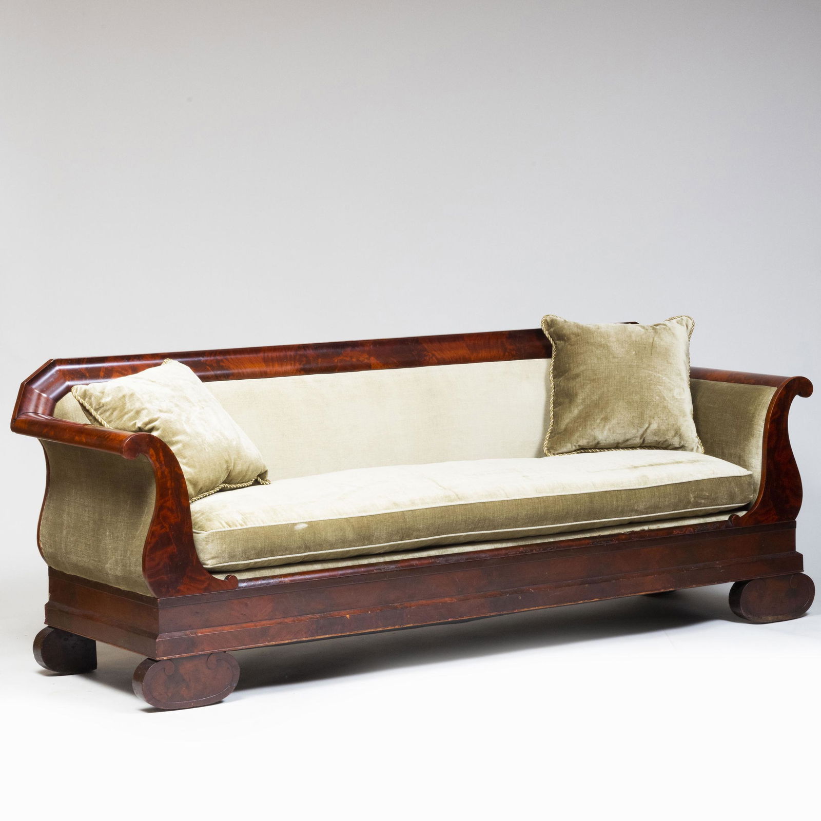 Late Classical Figured Mahogany Sofa (1 of 8)