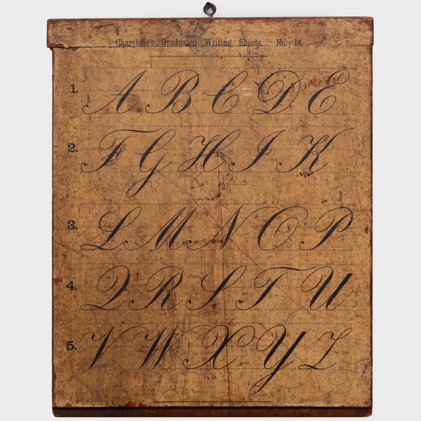American Double-Sided Painted Calligraphic Panel, Chambers Graduated Writing Sheets, No. 14 (1 of 5)