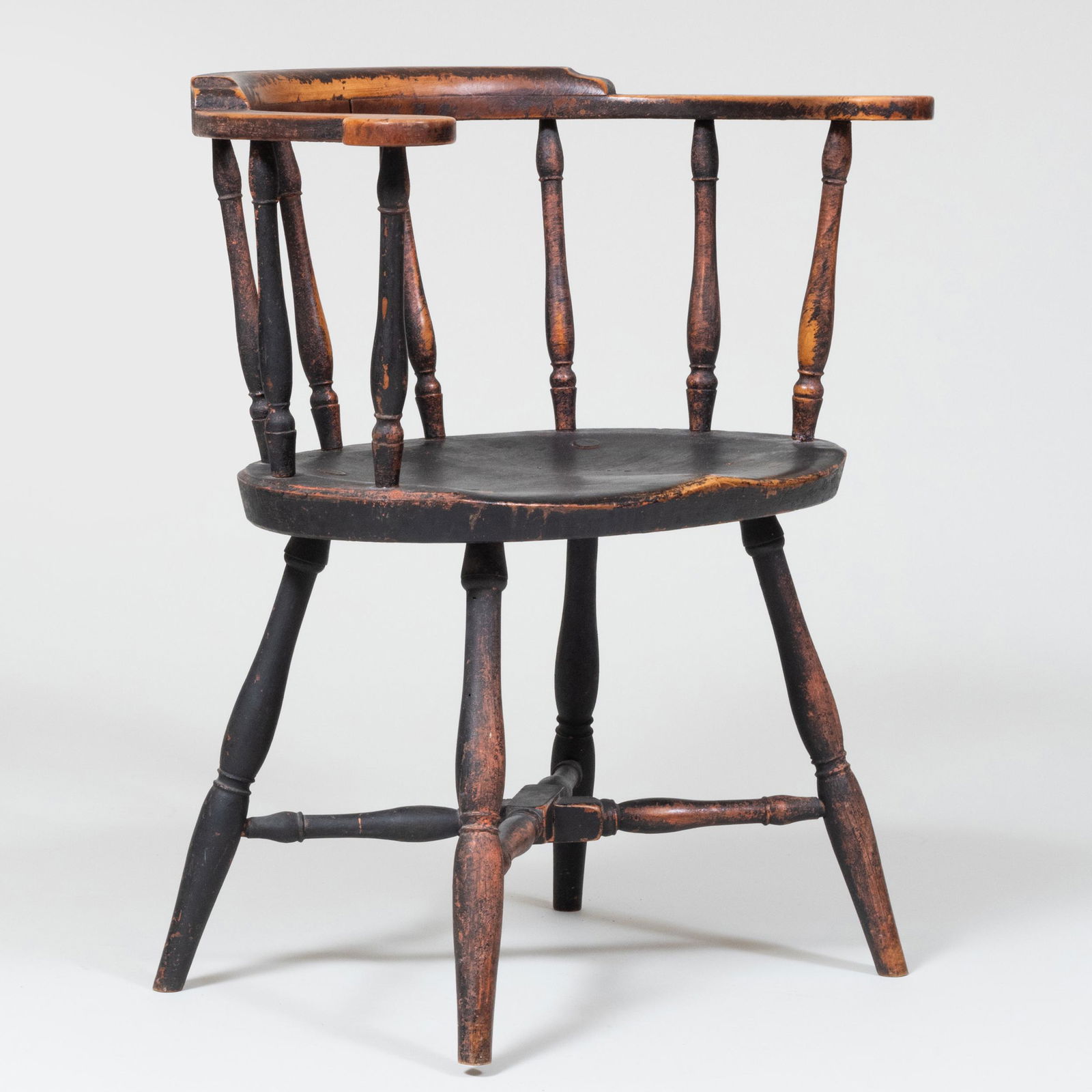 English Black Painted Barrel Backed Windsor Chair (1 of 8)