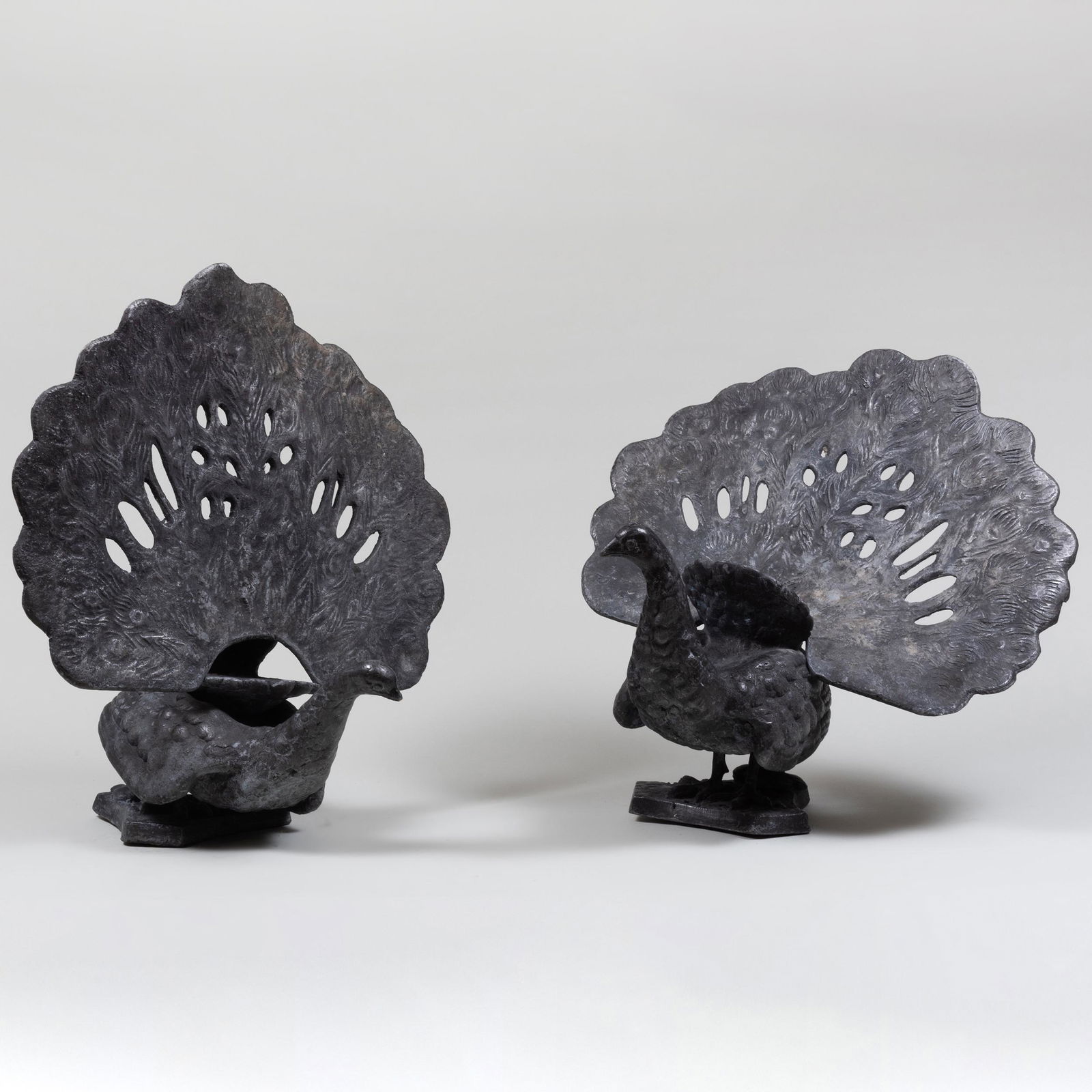 Pair of English Lead Garden Ornaments in the Form of Peacocks (1 of 12)