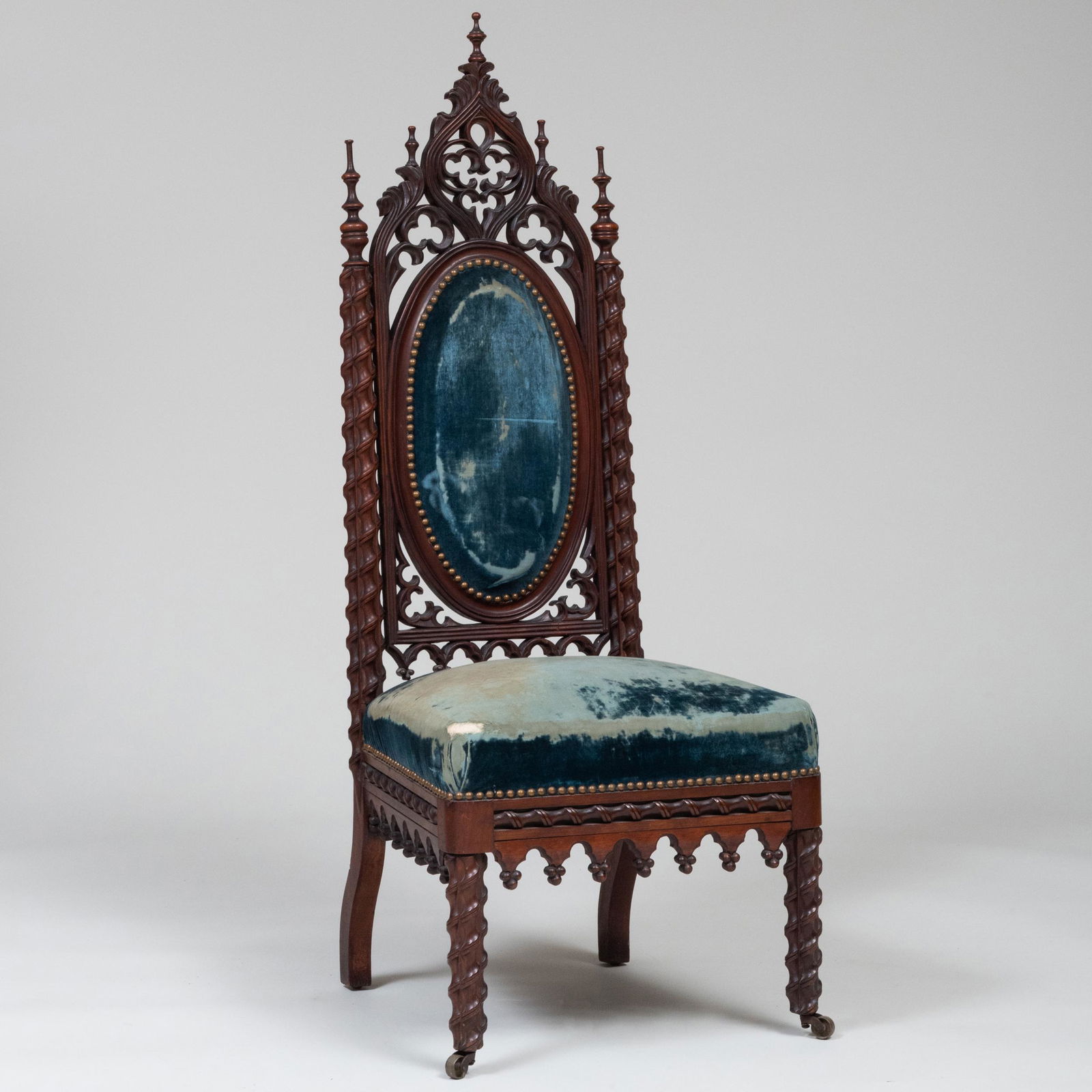 Gothic Revival Carved Walnut Parlor Chair (1 of 10)