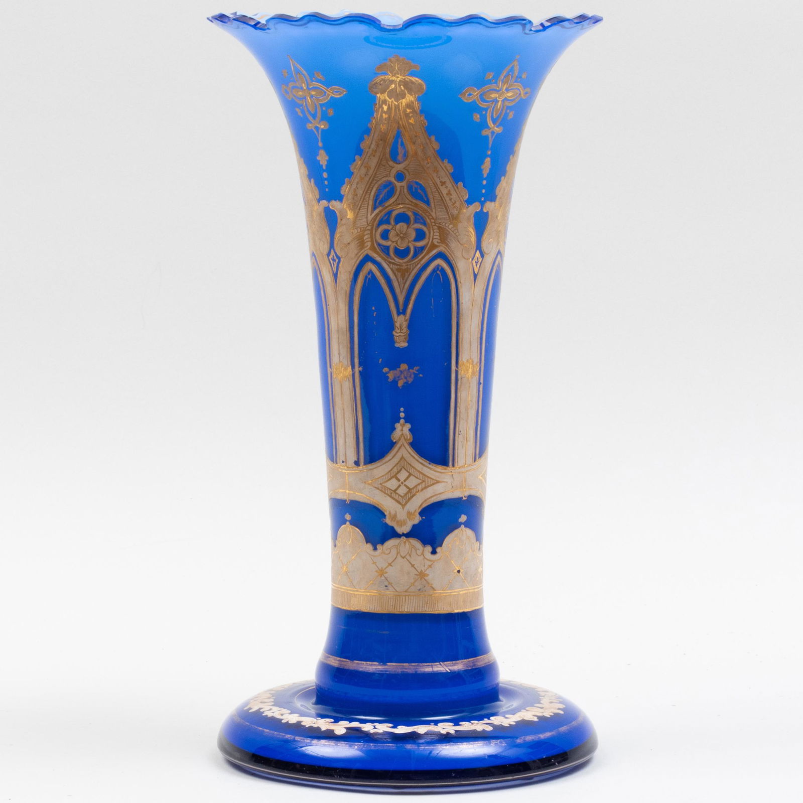 Continental Gothic Revival Style Enameled Overlay Glass Vase (1 of 6)