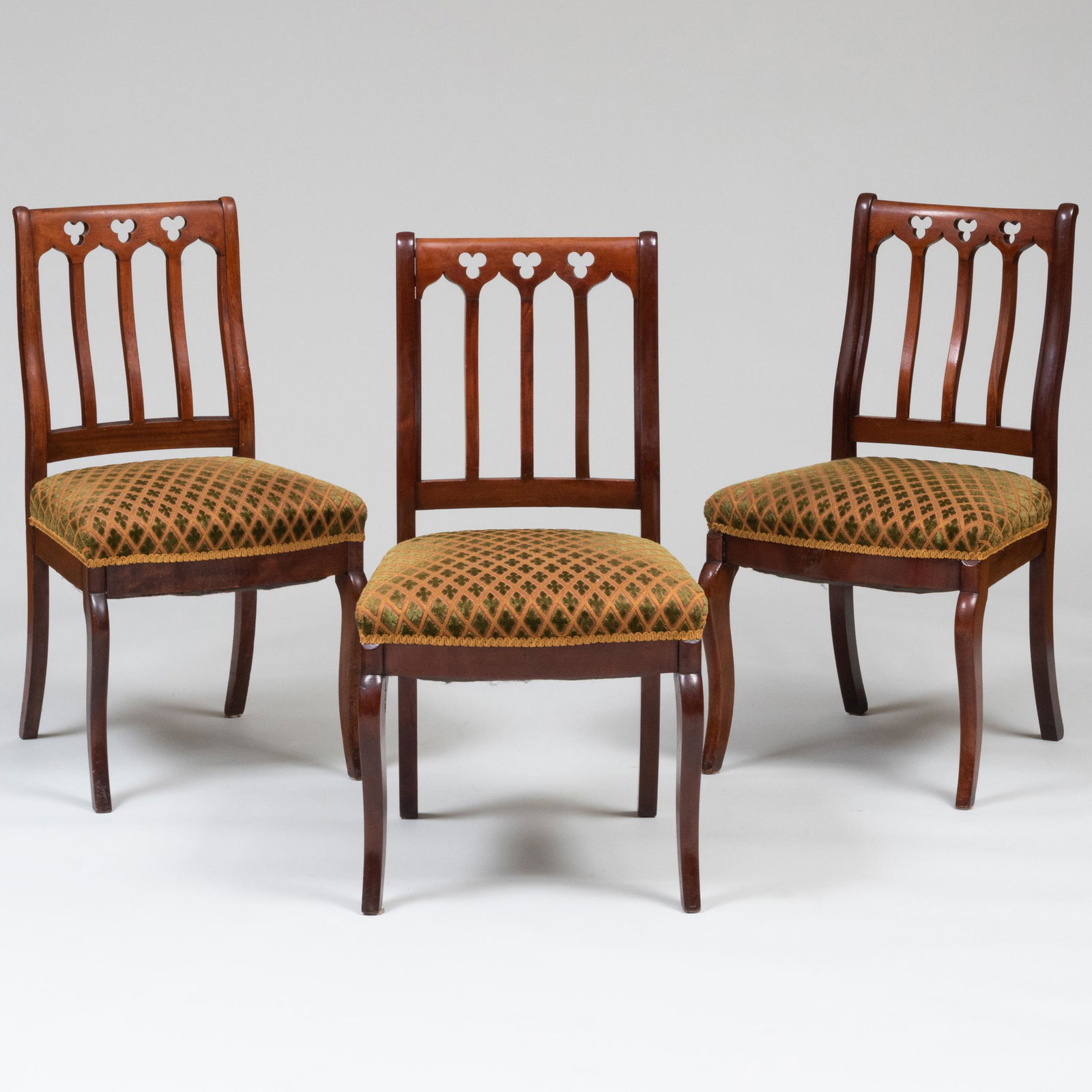 Set of Three Gothic Revival Walnut Side Chairs, Possibly A. Roux (1 of 7)
