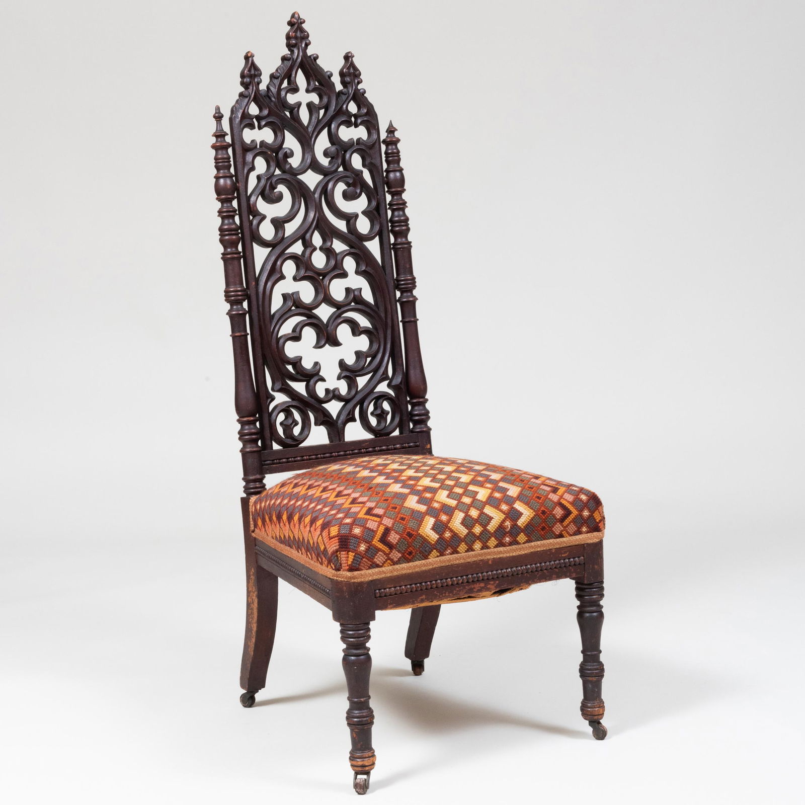 Gothic Revival Carved Walnut Side Chair (1 of 8)