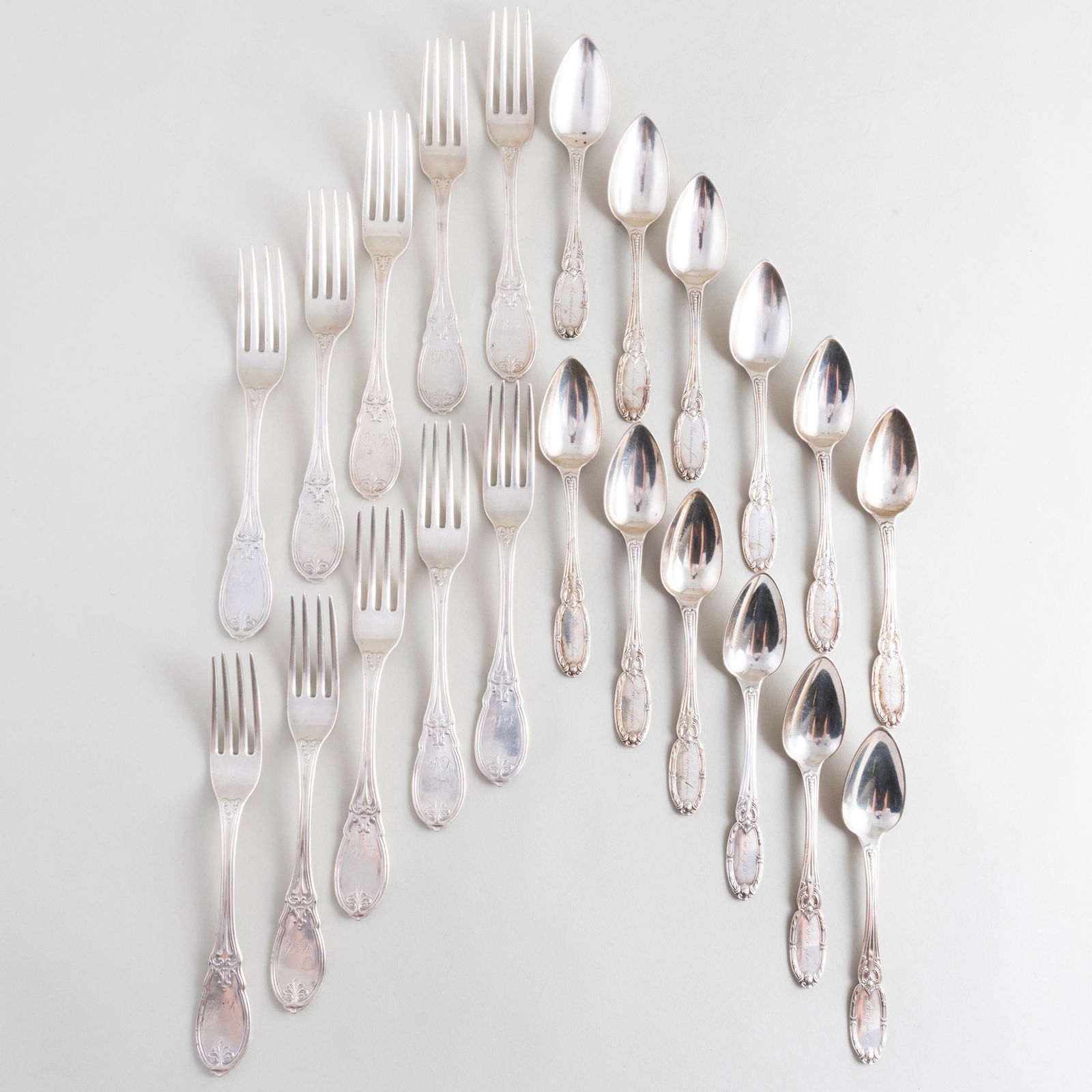 Assembled American Coin Silver Part Flatware Service (1 of 9)