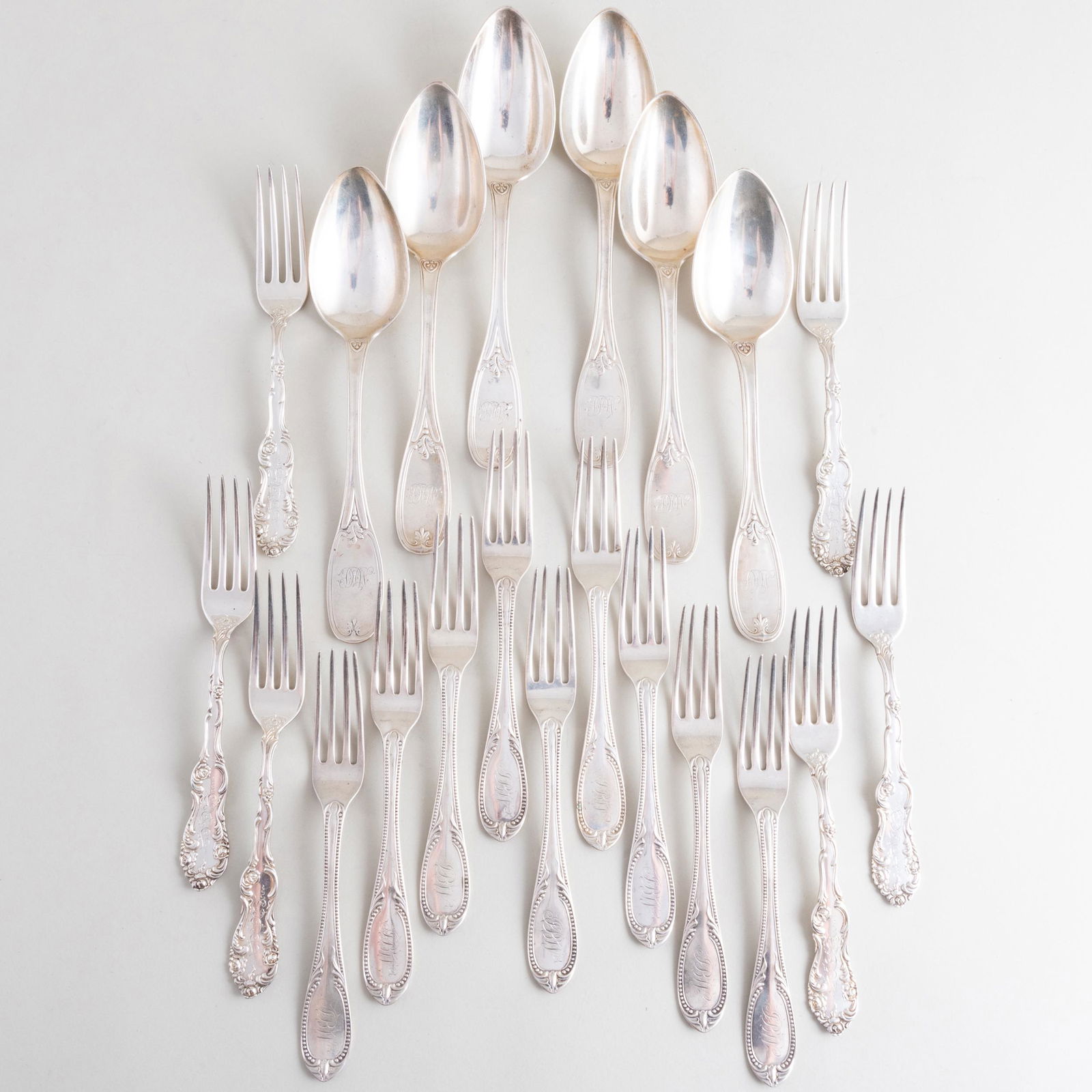 Assembled American Coin Silver Part Flatware Service (1 of 10)