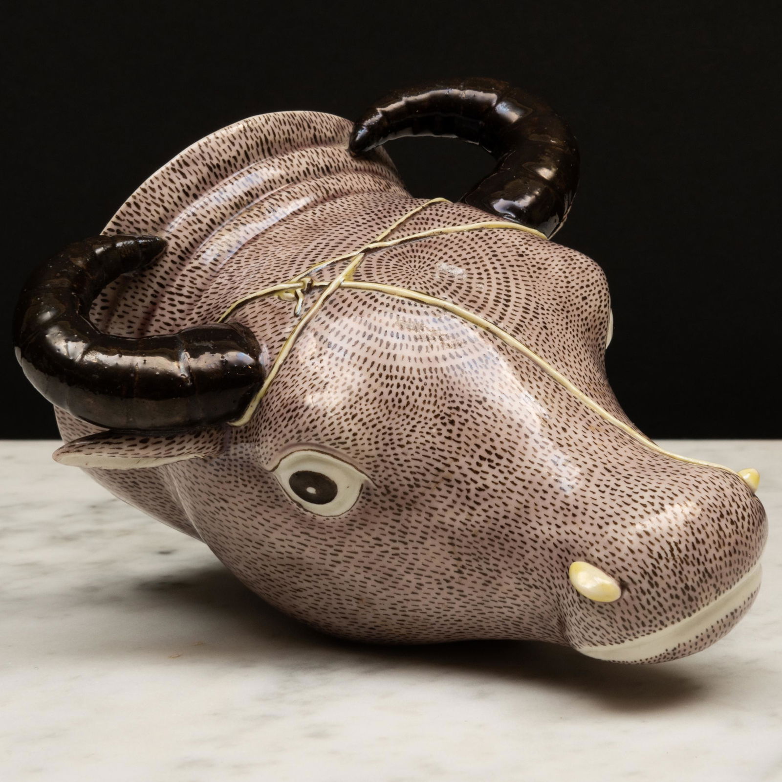 Chinese Export Porcelain Water Buffalo Form Rhyton (1 of 7)