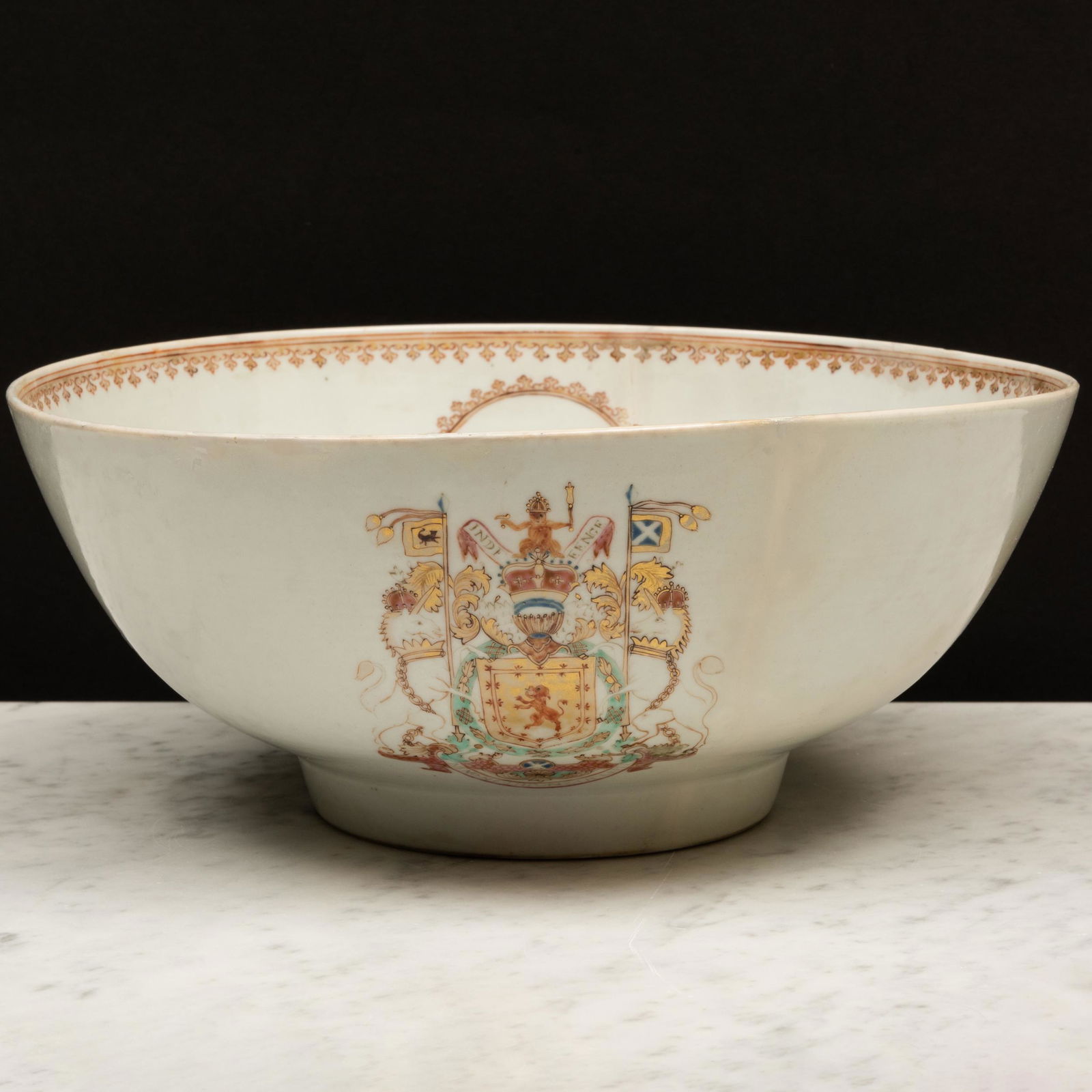 Chinese Export Famille Rose Porcelain Royal Scottish Armorial Punch Bowl (1 of 7)