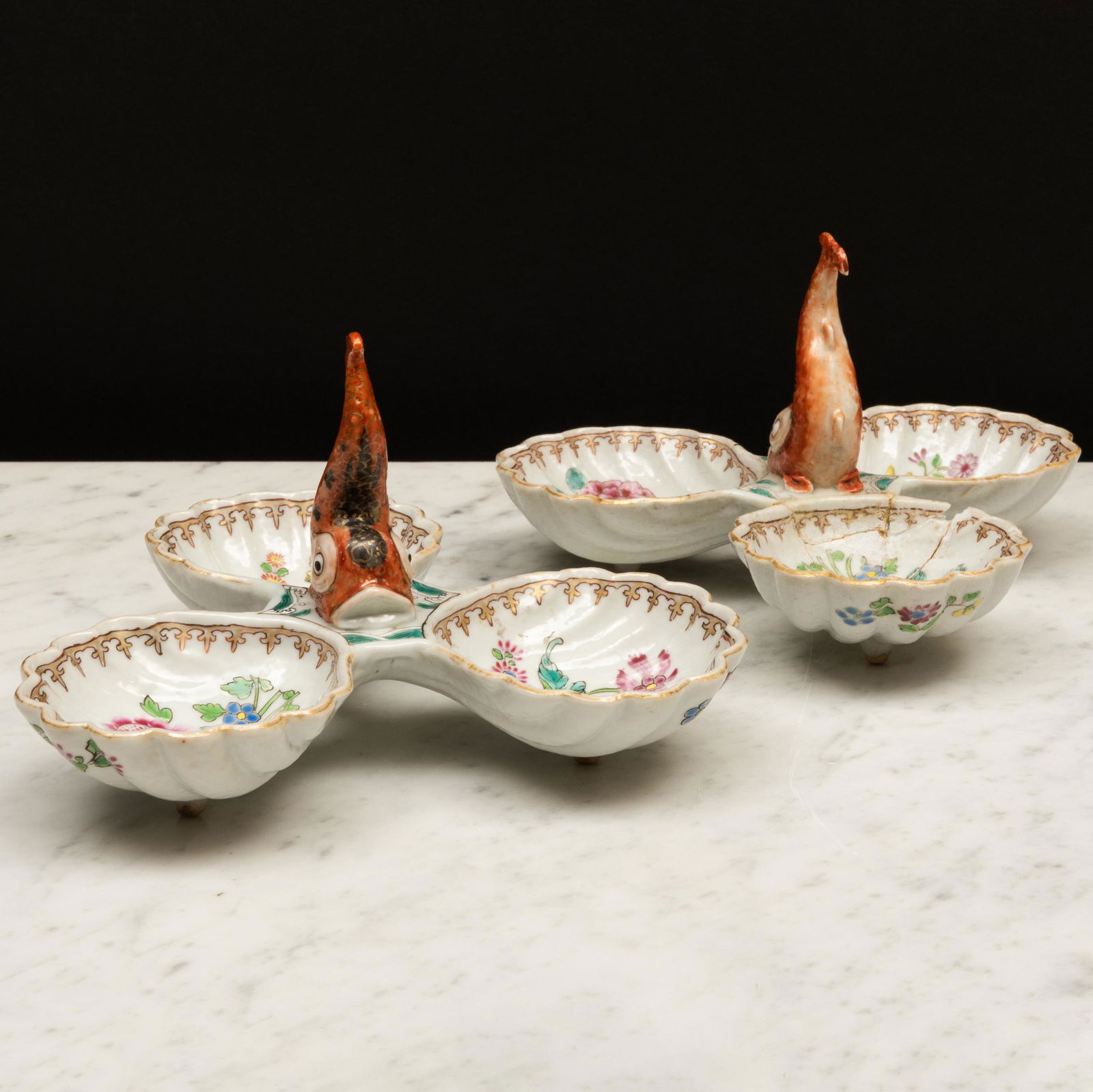 Pair of Chinese Export Style Famille Rose Porcelain Sweetmeat Dishes, Possibly Samson (1 of 15)