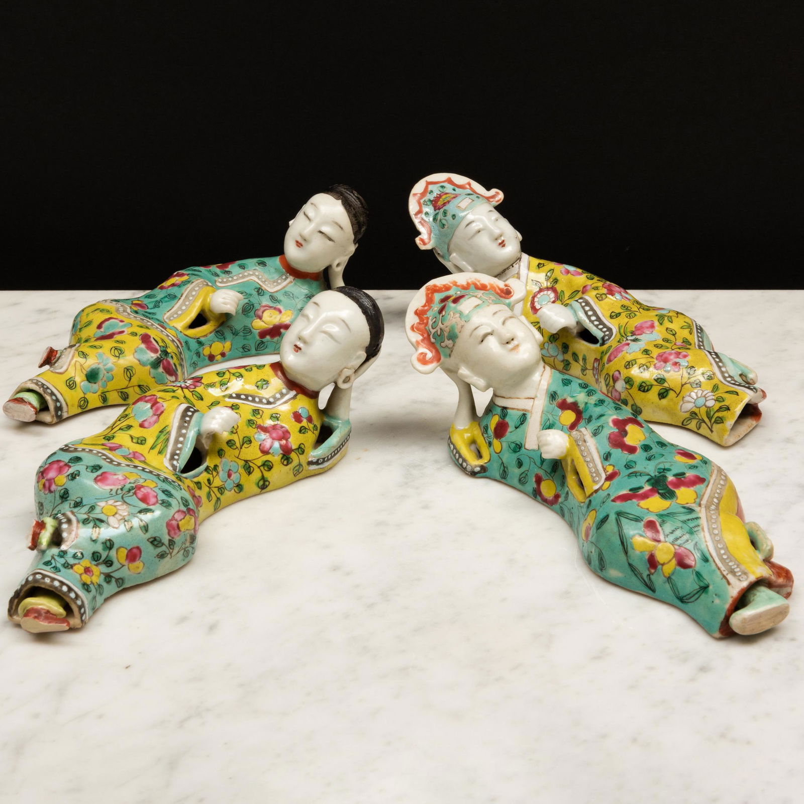 Set of Four Chinese Famille Rose Porcelain Wall Figures (1 of 12)