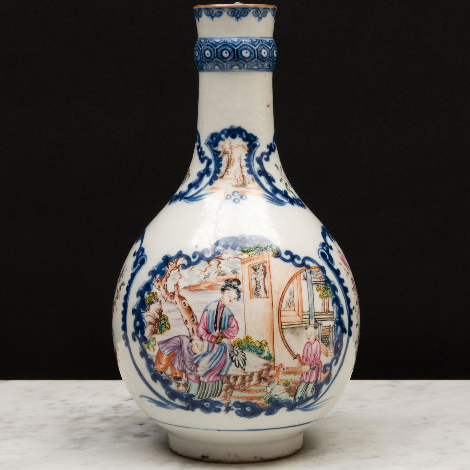 Chinese Export Porcelain Bottle Vase Decorated with Figures in a Landscape (1 of 7)