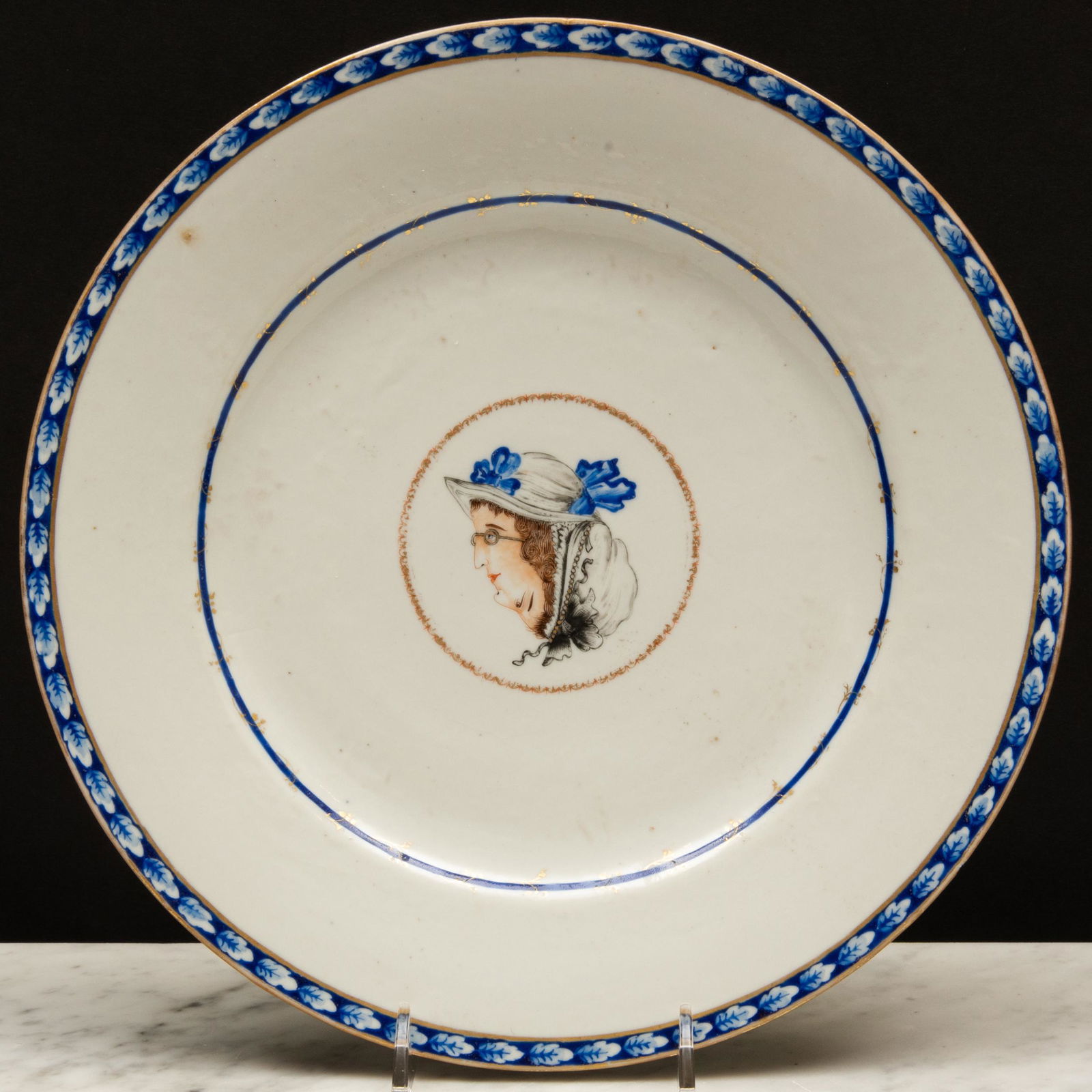 Chinese Export Porcelain European Subject 'Optical Illusion' Plate (1 of 5)