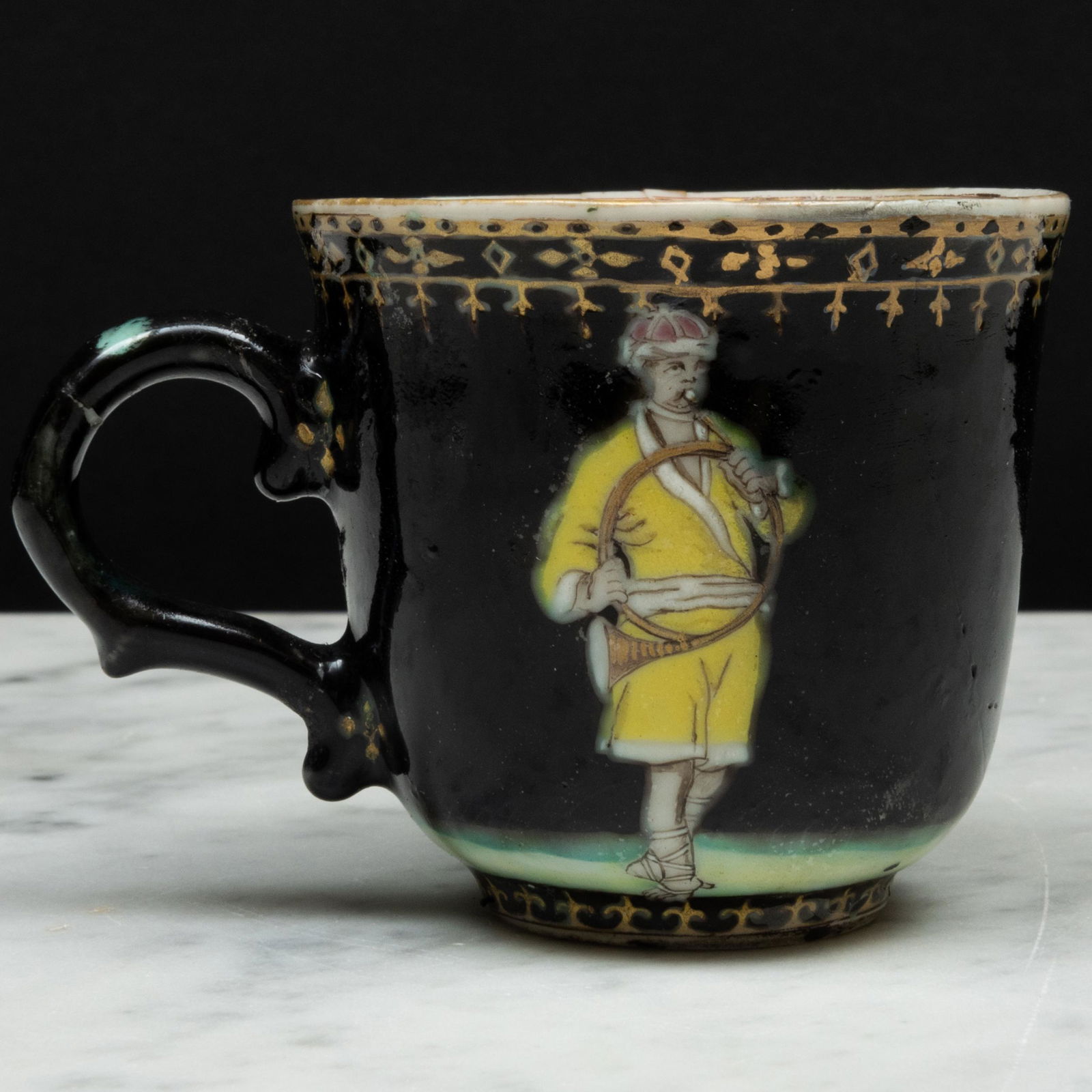 Chinese Export Porcelain 'Trumpeter' Coffee Cup, After a Design Attributed to Cornelis Pronk (1 of 6)