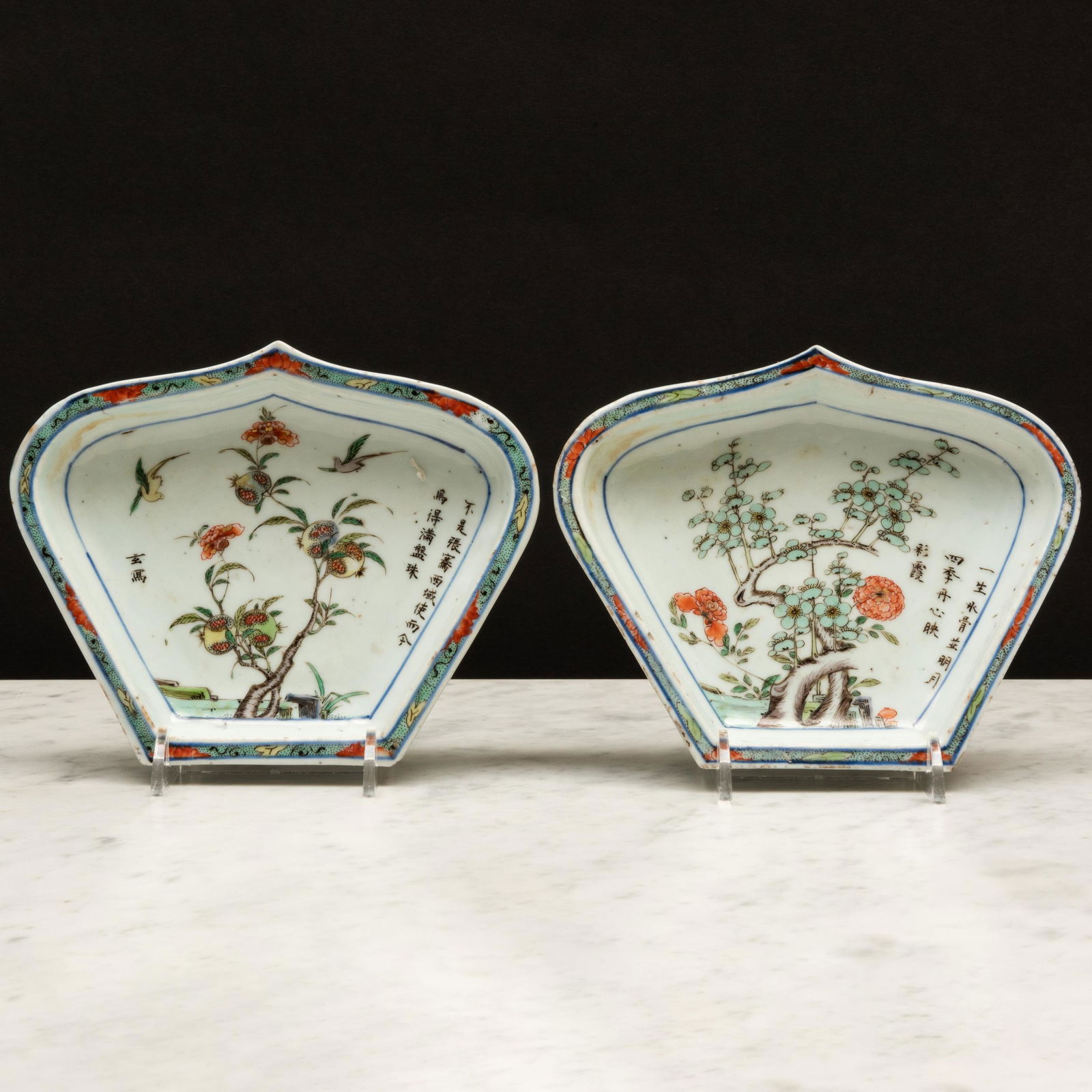 Pair of Chinese Export Famille Verte Porcelain Sweetmeat Dishes (1 of 7)