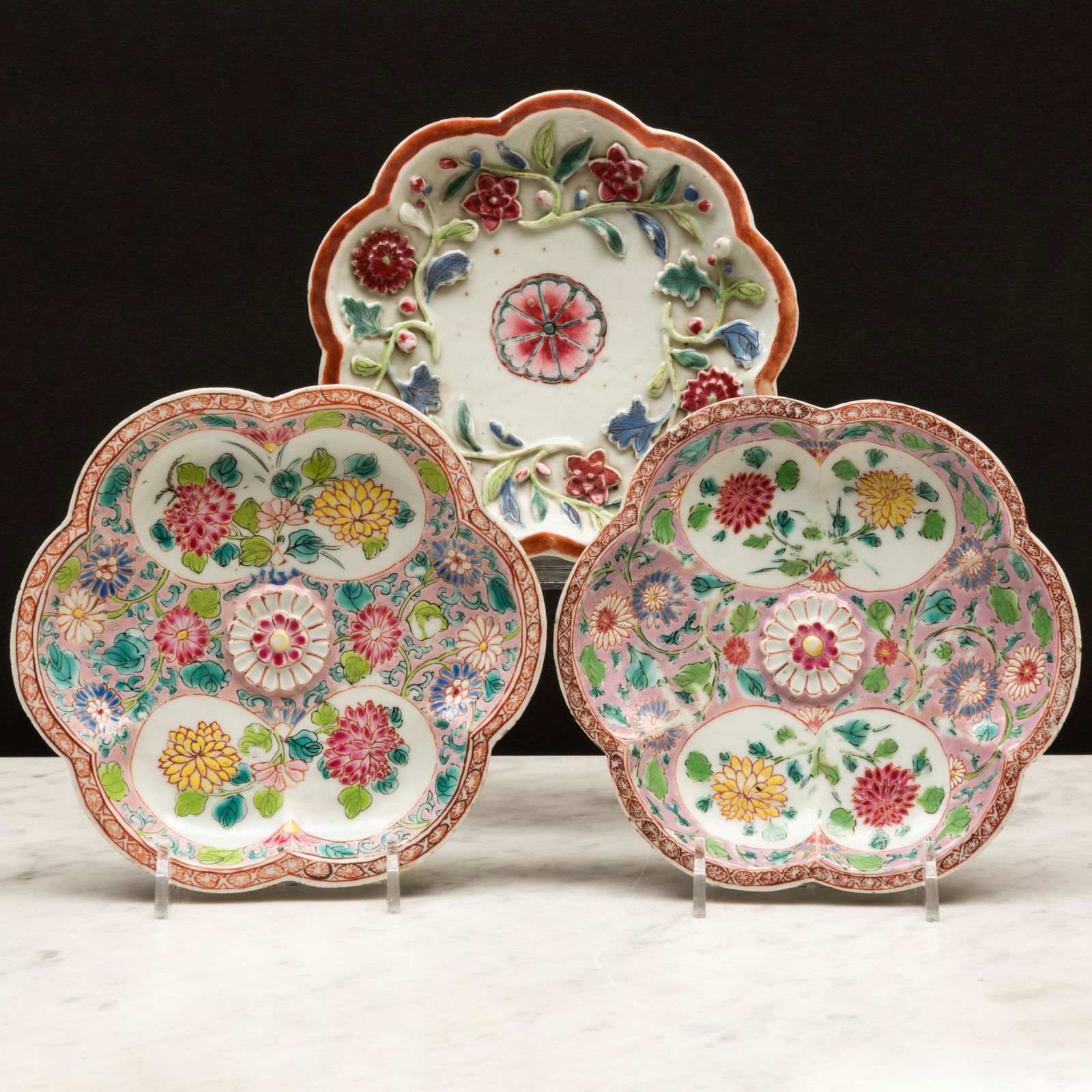 Three Chinese Export Porcelain Famille Rose Porcelain Teapot Stands (1 of 9)