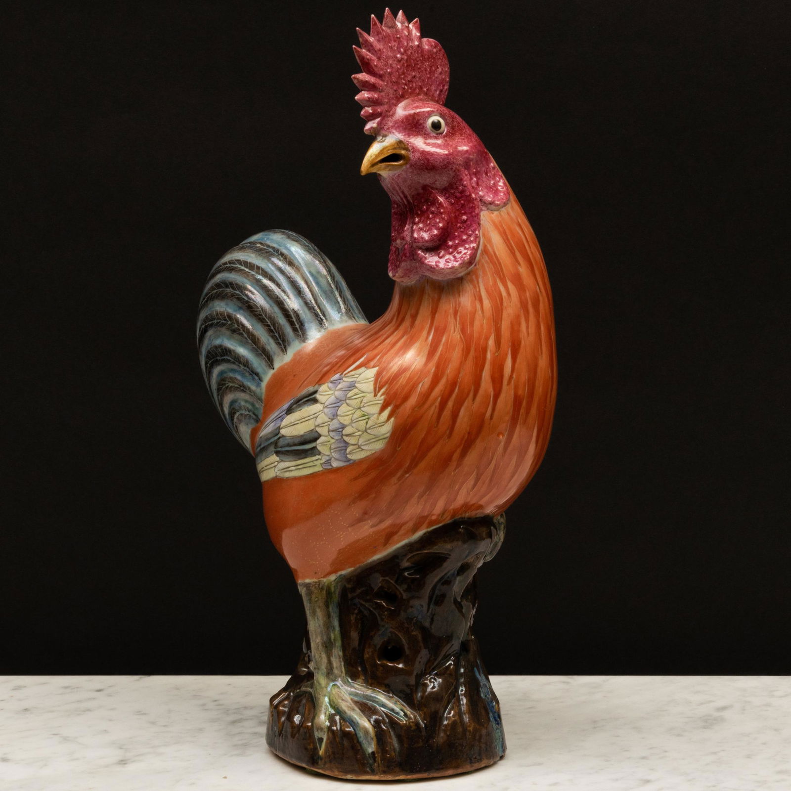 Chinese Export Famille Rose Porcelain Model of a Cockerel (1 of 7)