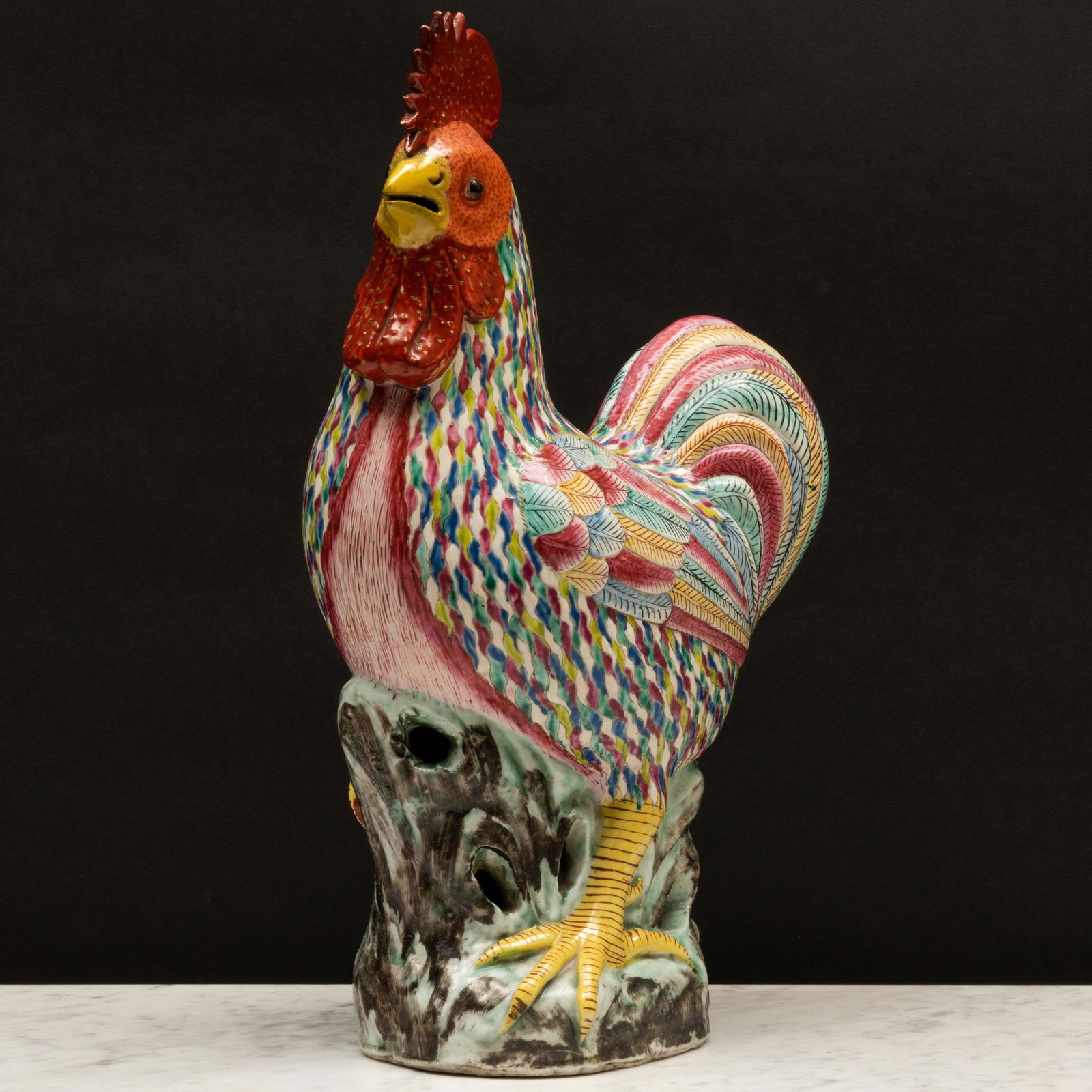 Chinese Export Famille Rose Porcelain Model of a Cockrel (1 of 8)