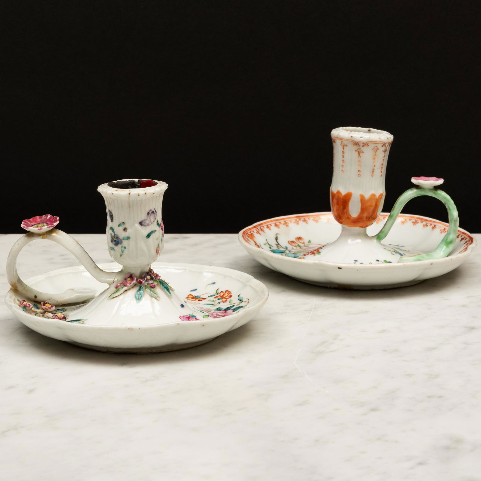 Two Chinese Export Famille Rose Porcelain Chambersticks (1 of 9)