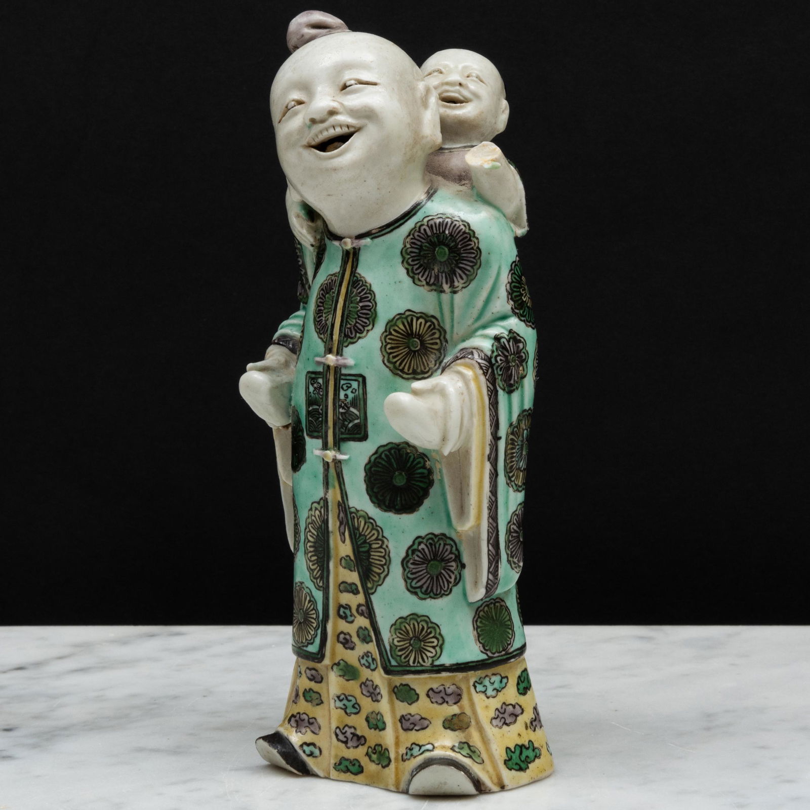 Chinese Famille Verte Porcelain Piggy-Back Group (1 of 9)