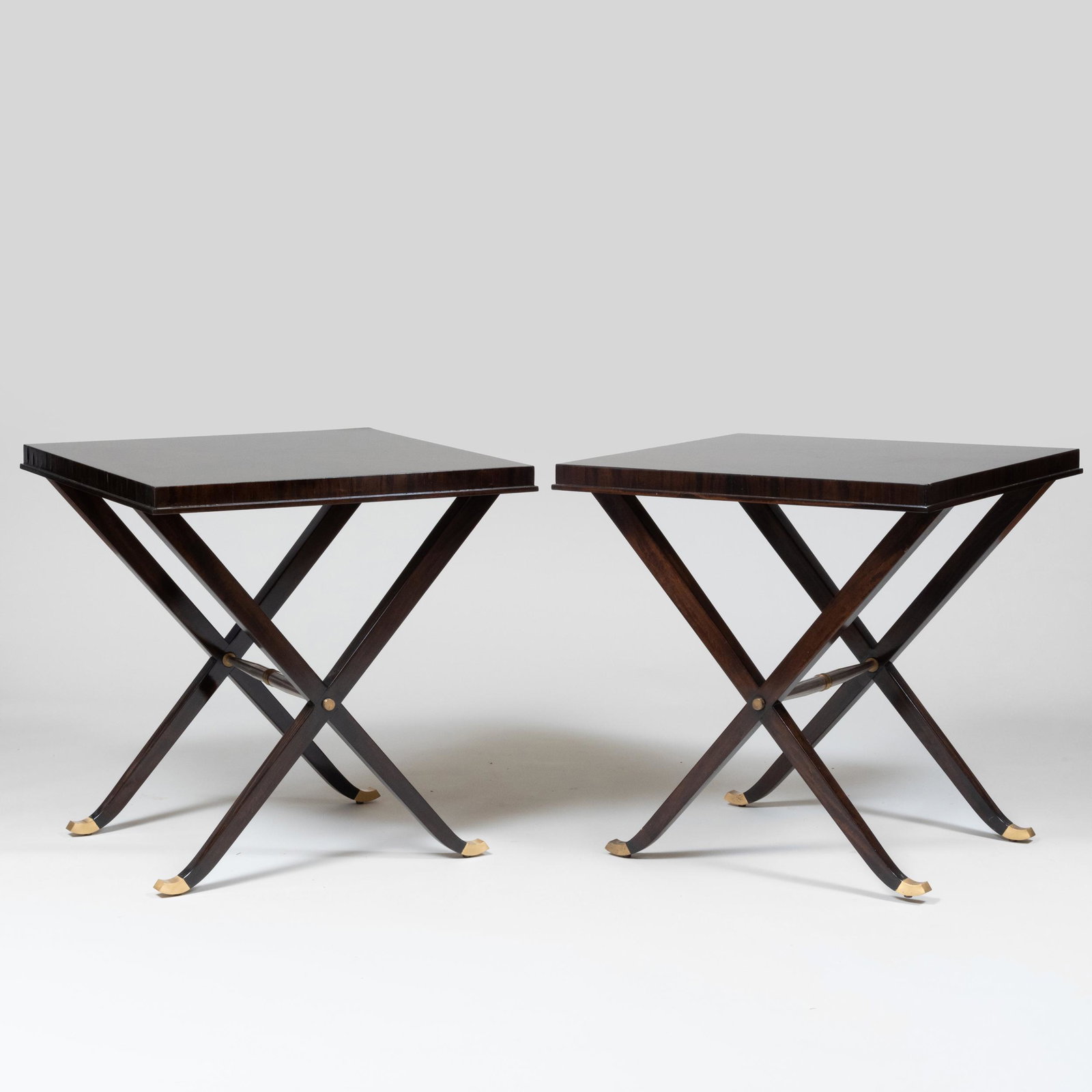 Pair of Lucien Rollin for William Switzer Macassar Ebony, Nickel and Brass 'Wilshire' End Tables (1 of 12)