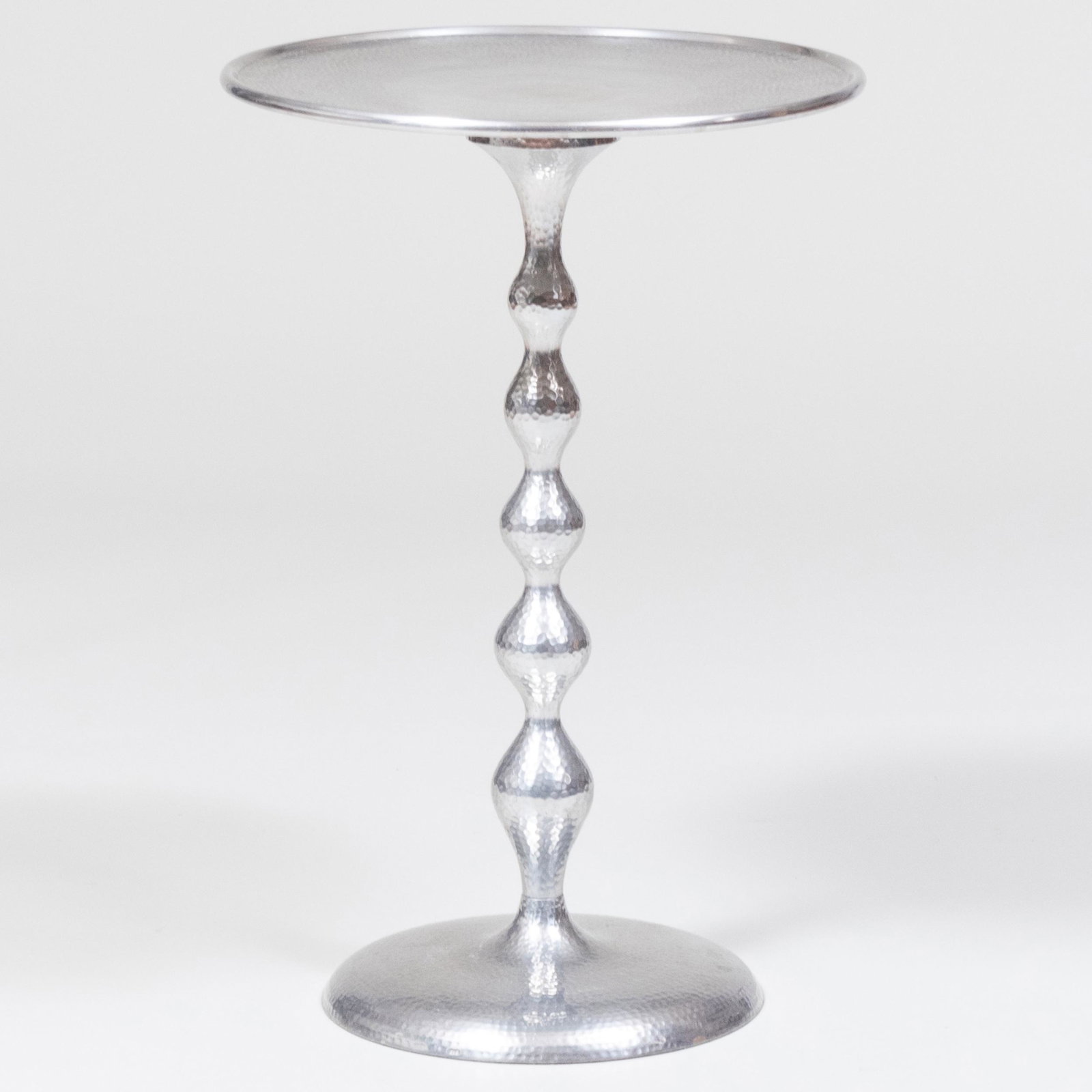 Contemporary Hammered Aluminum Circular Side Table (1 of 6)