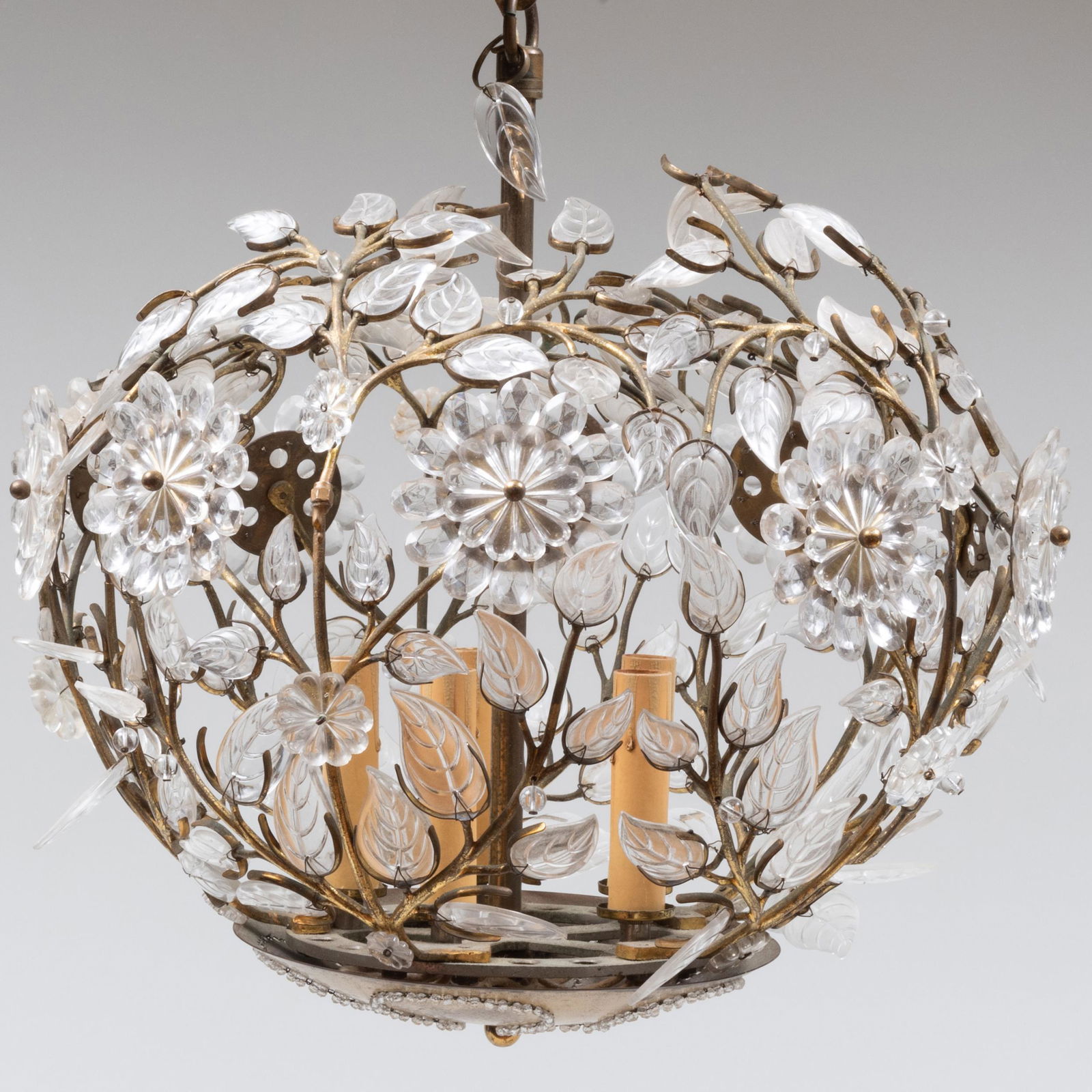 Bagues Style Gilt-Metal and Glass Pendant Light (1 of 7)
