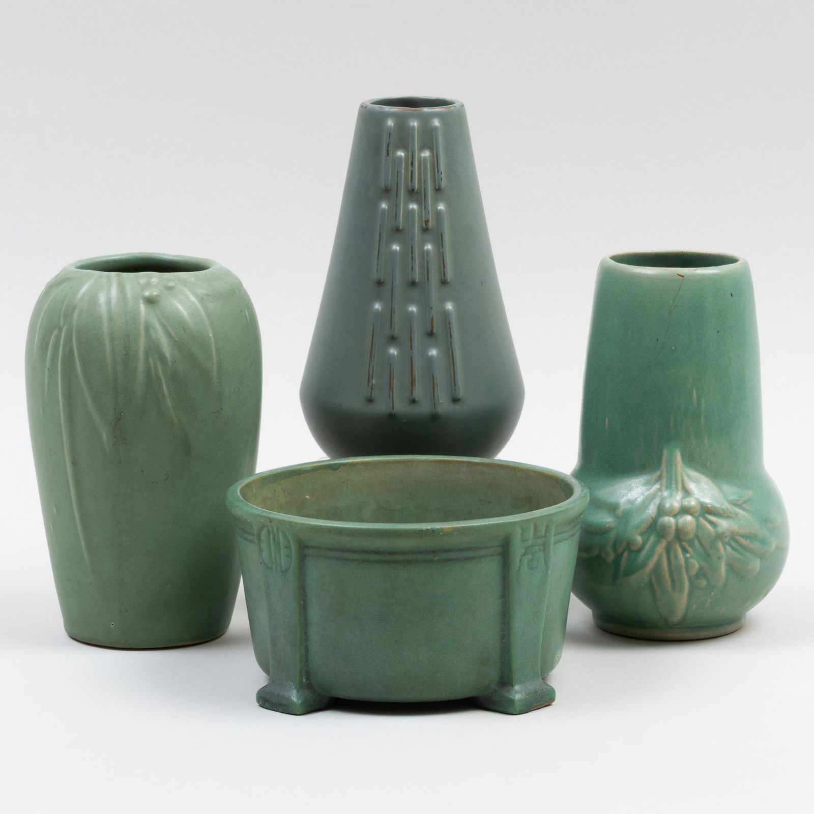Group of Four American Green Glazed Vessels (1 of 14)