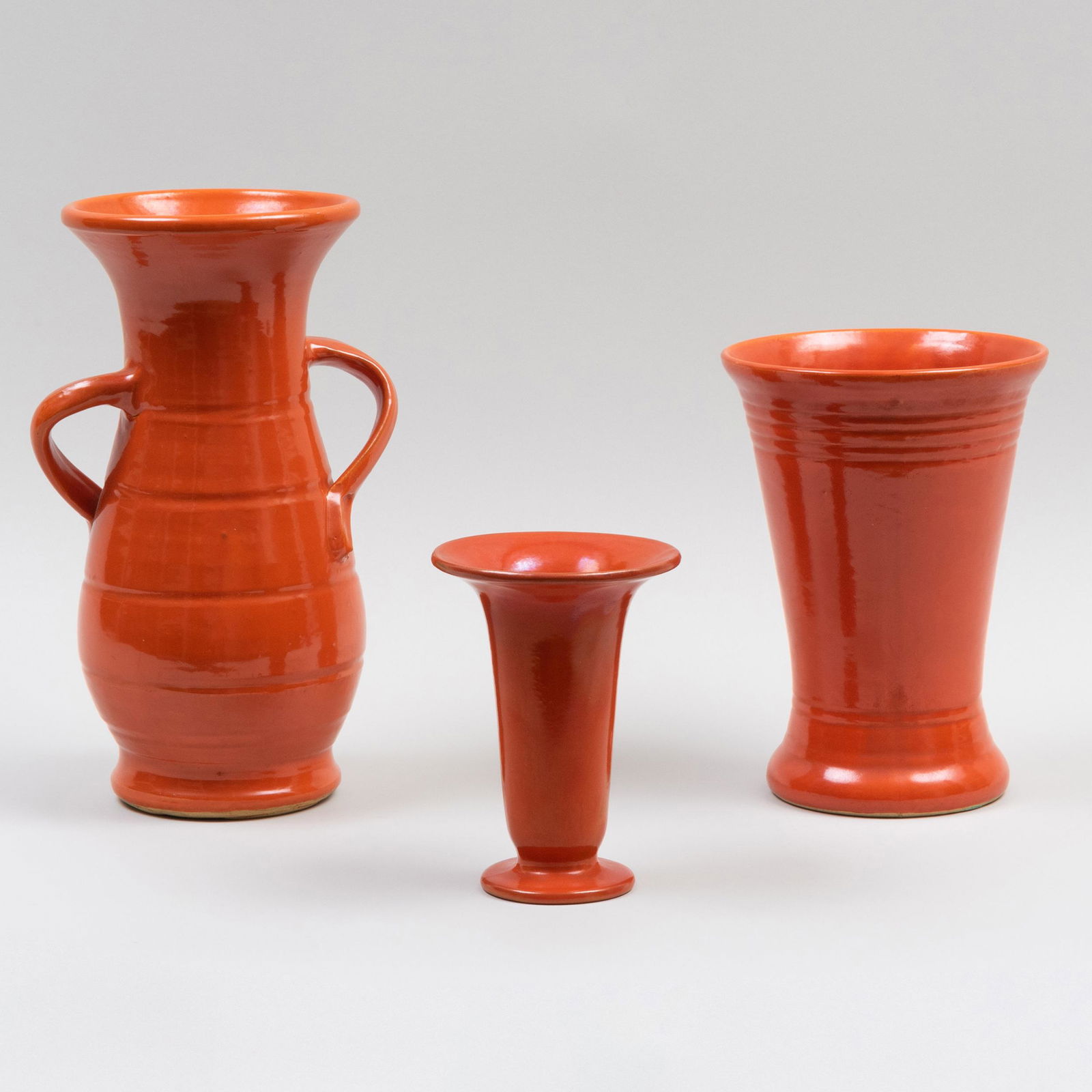 Group of Three Orange Glazed Vases (1 of 15)