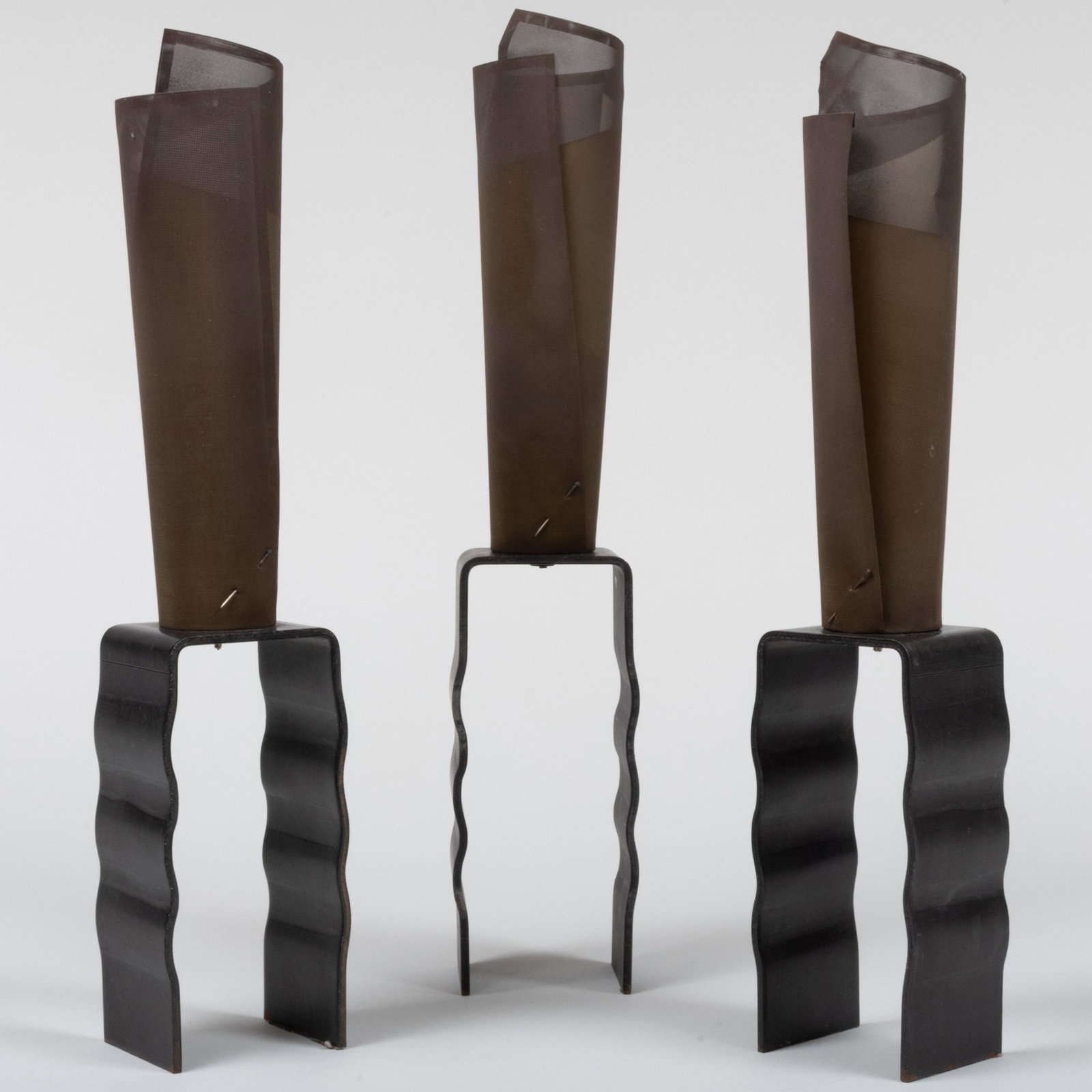 Set of Three Izabel Lam Coated Metal and Mesh 'Mitre' Table Lamps (1 of 9)