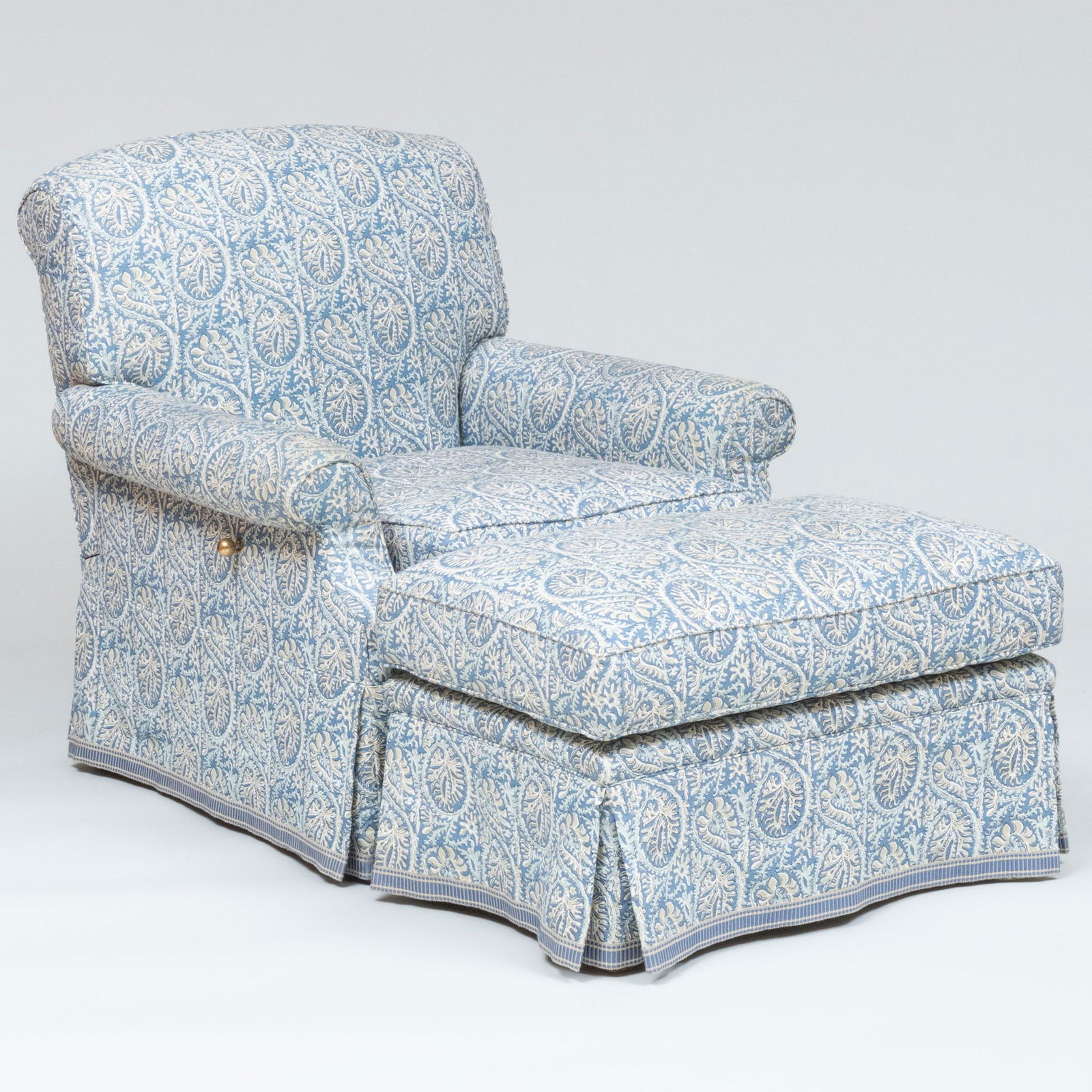 Contemporary Linen Upholstered Reclining Club Chair with Matching Ottoman, A. Schneller Sons, Inc. (1 of 19)
