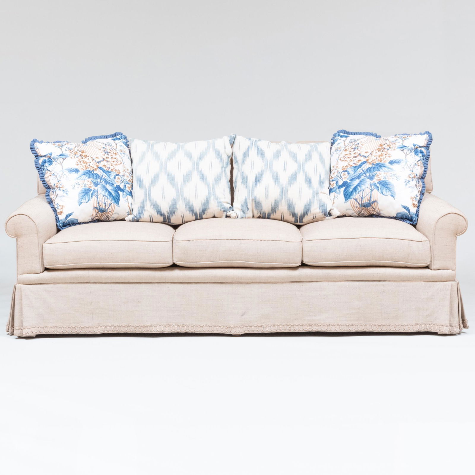 Linen Upholstered Three Seat Sofa, A. Schneller Sons, Inc. (1 of 9)