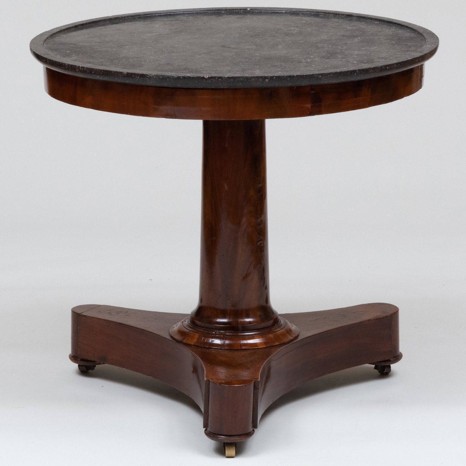 Charles X Mahogany and Marble Center Table: Charles X Mahogany and Marble Center Table 29 3/4 x 32 in. diam. Property from the Collection of Susan Lasker Brody