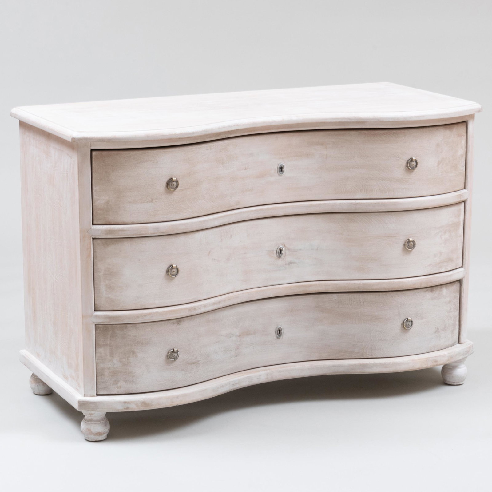 Swedish Baroque Style Cream Painted Serpentine Chest of Drawers, of Recent Manufacture: Swedish Baroque Style Cream Painted Serpentine Chest of Drawers, of Recent Manufacture 32 x 47 1/4 x 22 in. Property from the Collection of Susan Lasker Brody