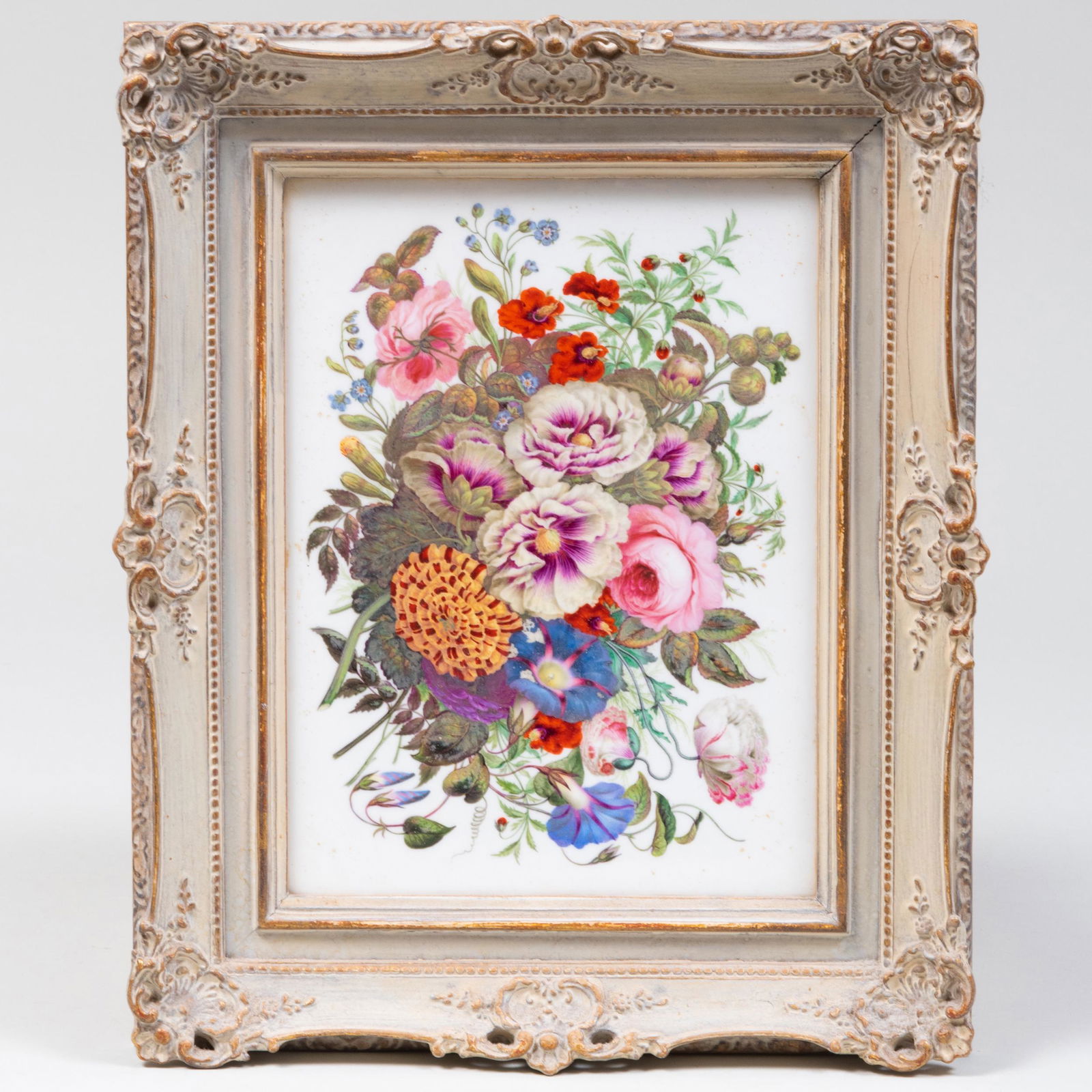 English Porcelain Rectangular Plaque of a Bouquet, Probably Derby (1 of 4)