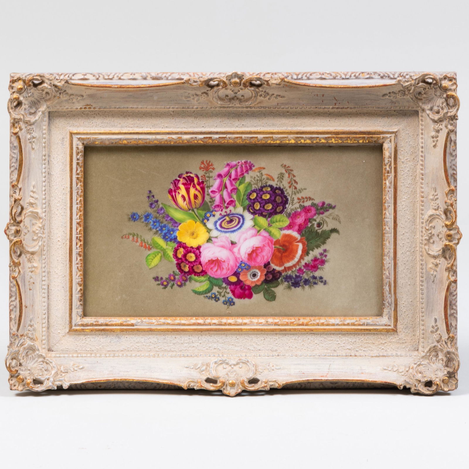 Derby Porcelain Rectangular Plaque with a Bouquet (1 of 4)
