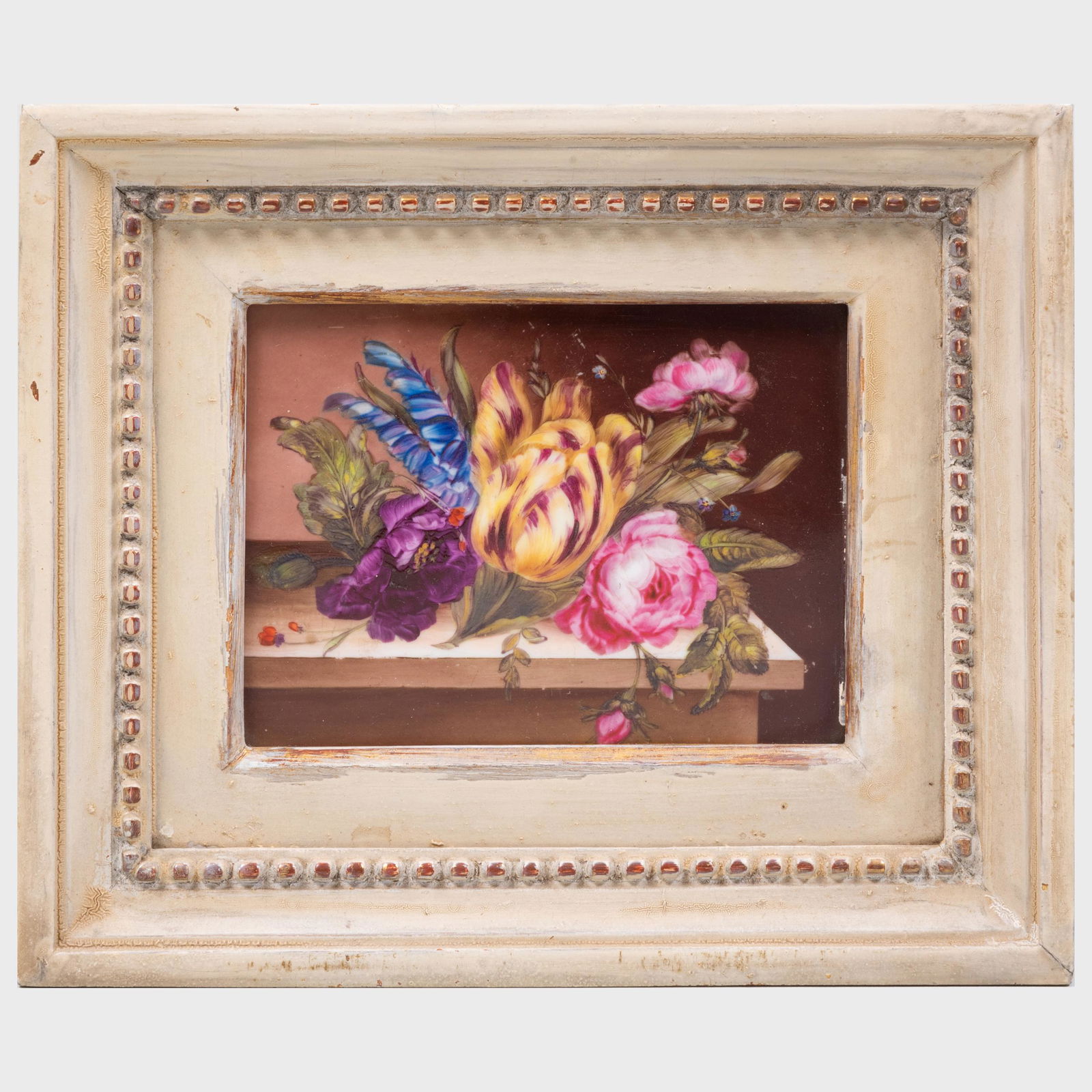 English Porcelain Small Rectangular Plaque with a Bouquet (1 of 4)